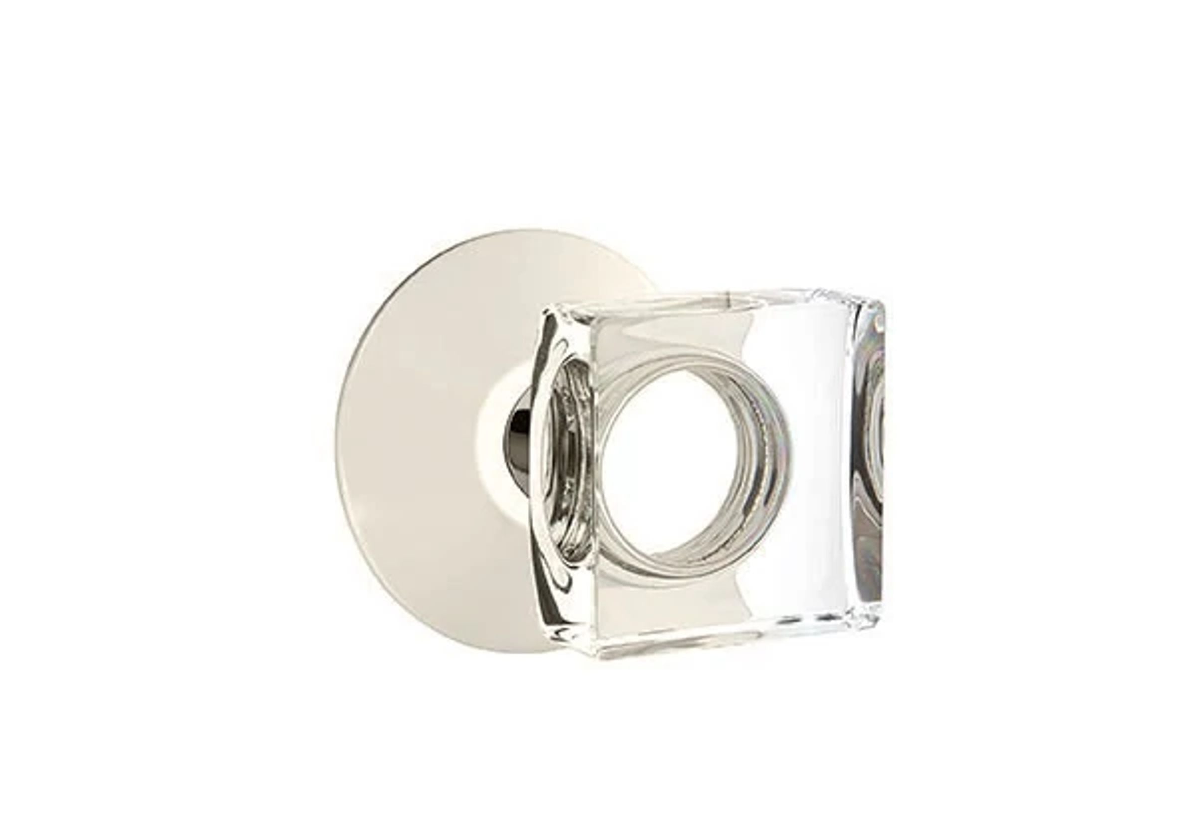 Emtek Modern Square Glass Knob Set with Modern Rosette