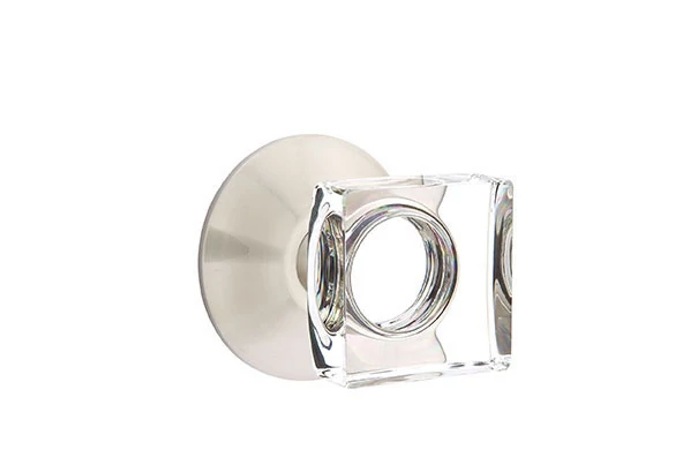 Emtek Modern Square Glass Knob Set with Modern Rosette