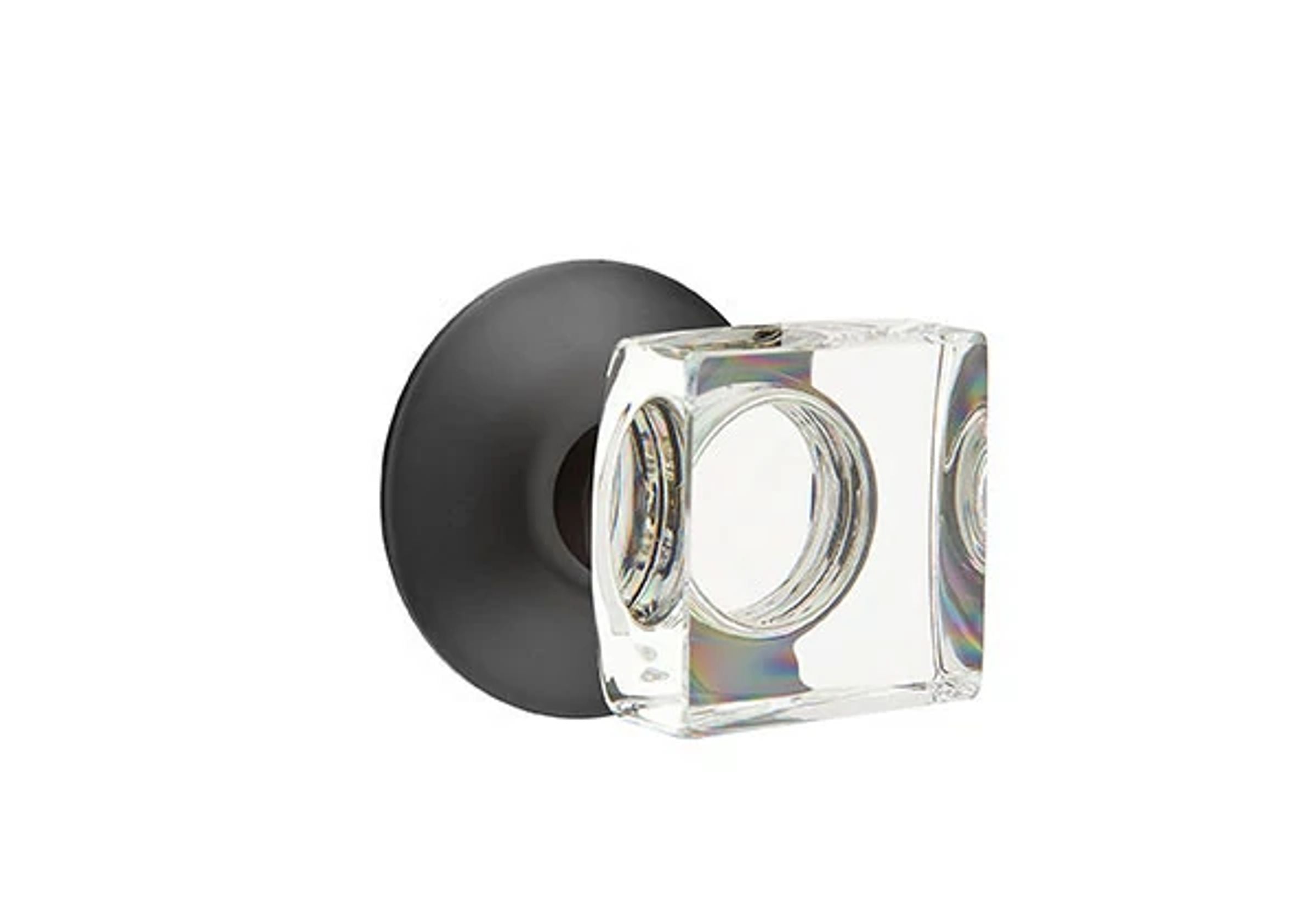 Emtek Concealed Fastener Modern Square Glass Knob Set with Modern Rosette