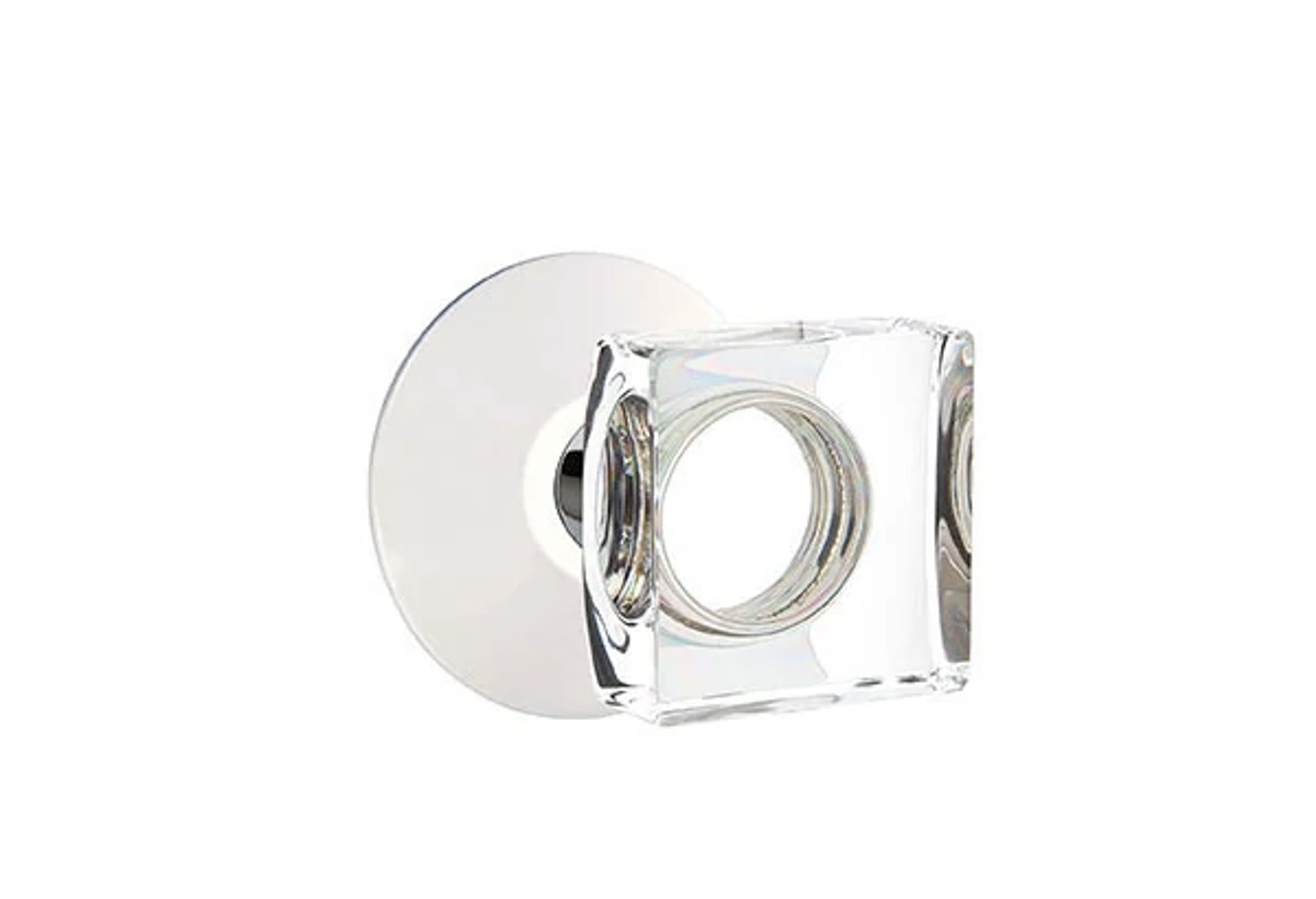 Emtek Modern Square Glass Knob Set with Modern Rosette