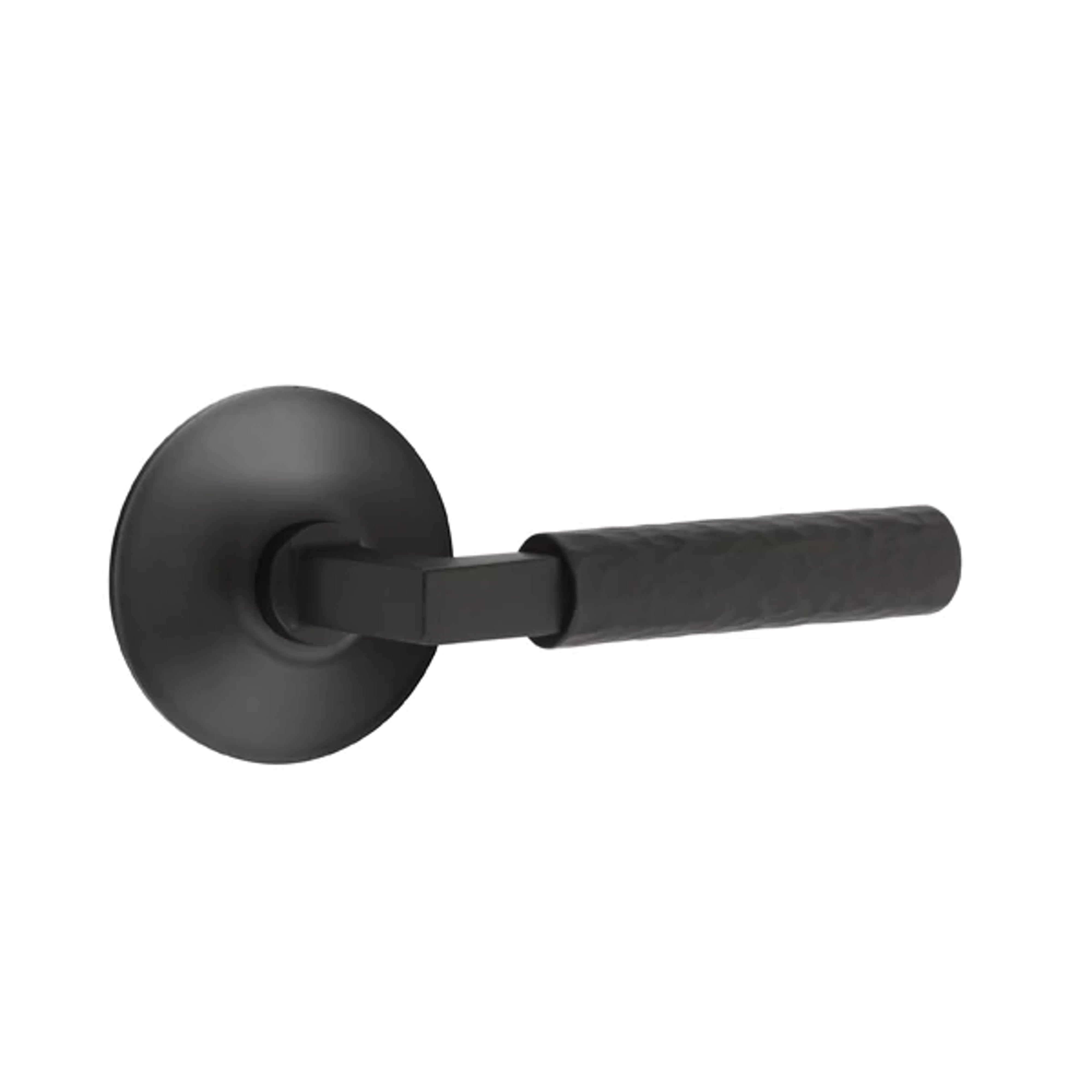 Emtek Select L-Square Hammered Lever Set with Modern Rosette