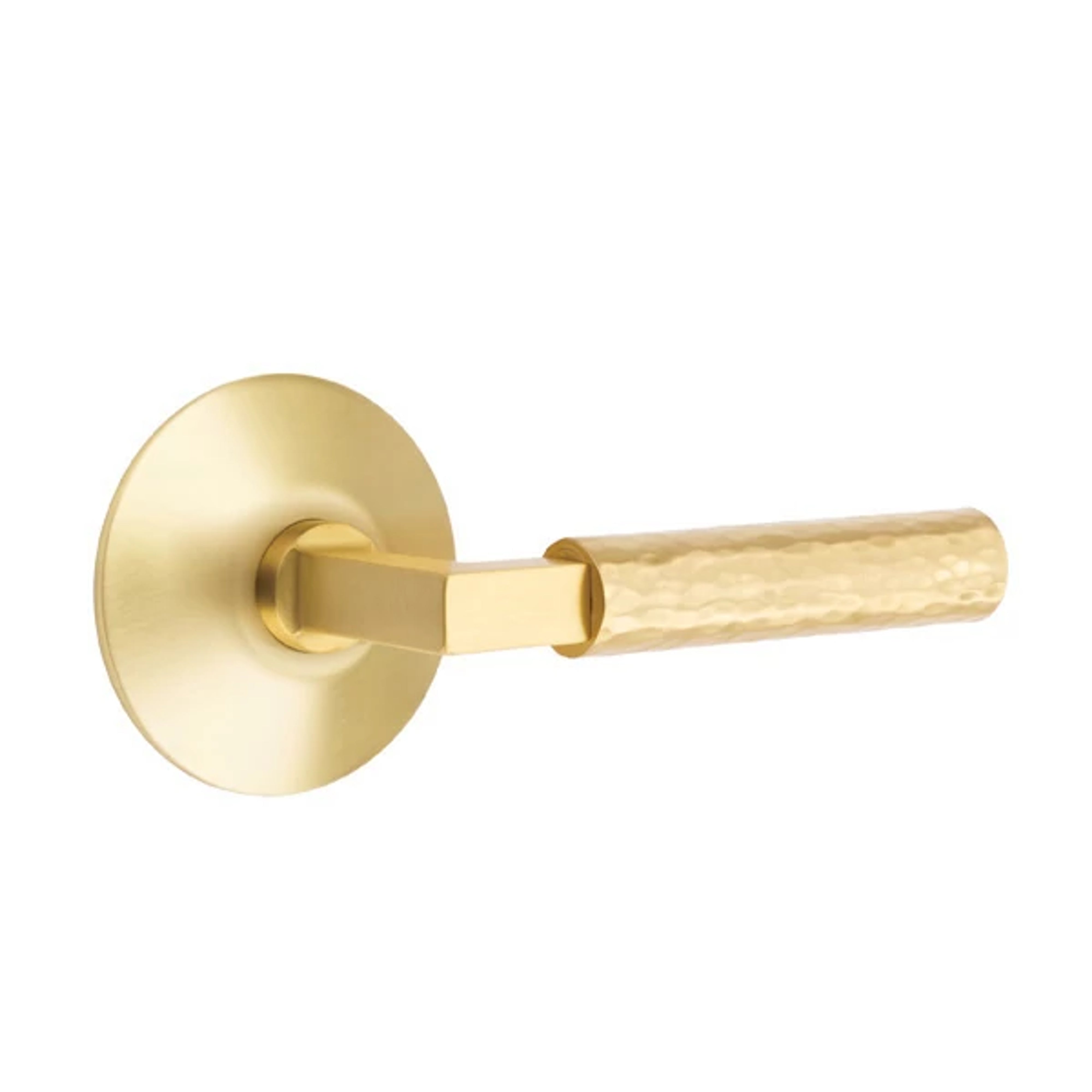 Emtek Select L-Square Hammered Lever Set with Modern Rosette