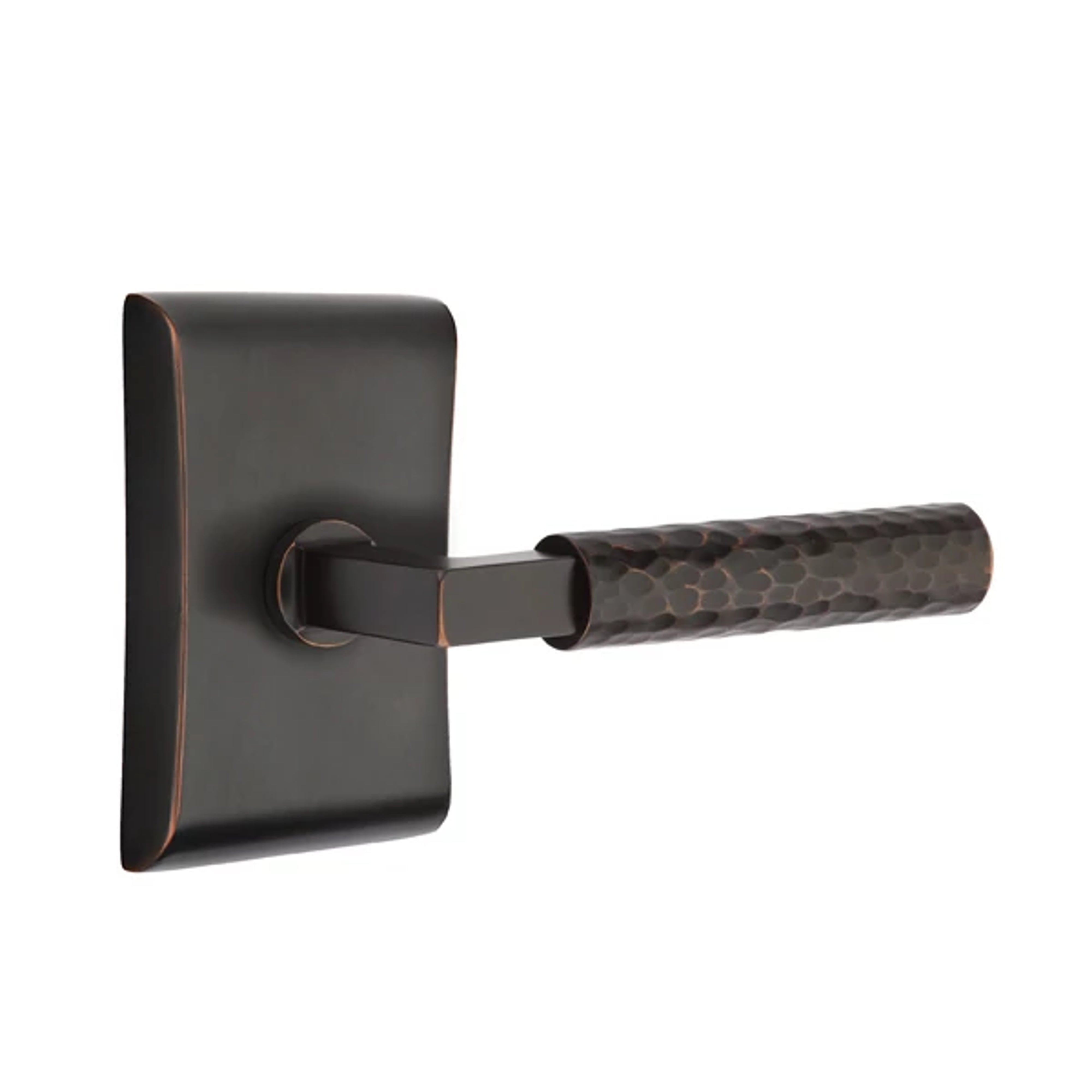 Emtek Select L-Square Hammered Lever Set with Neos Rosette