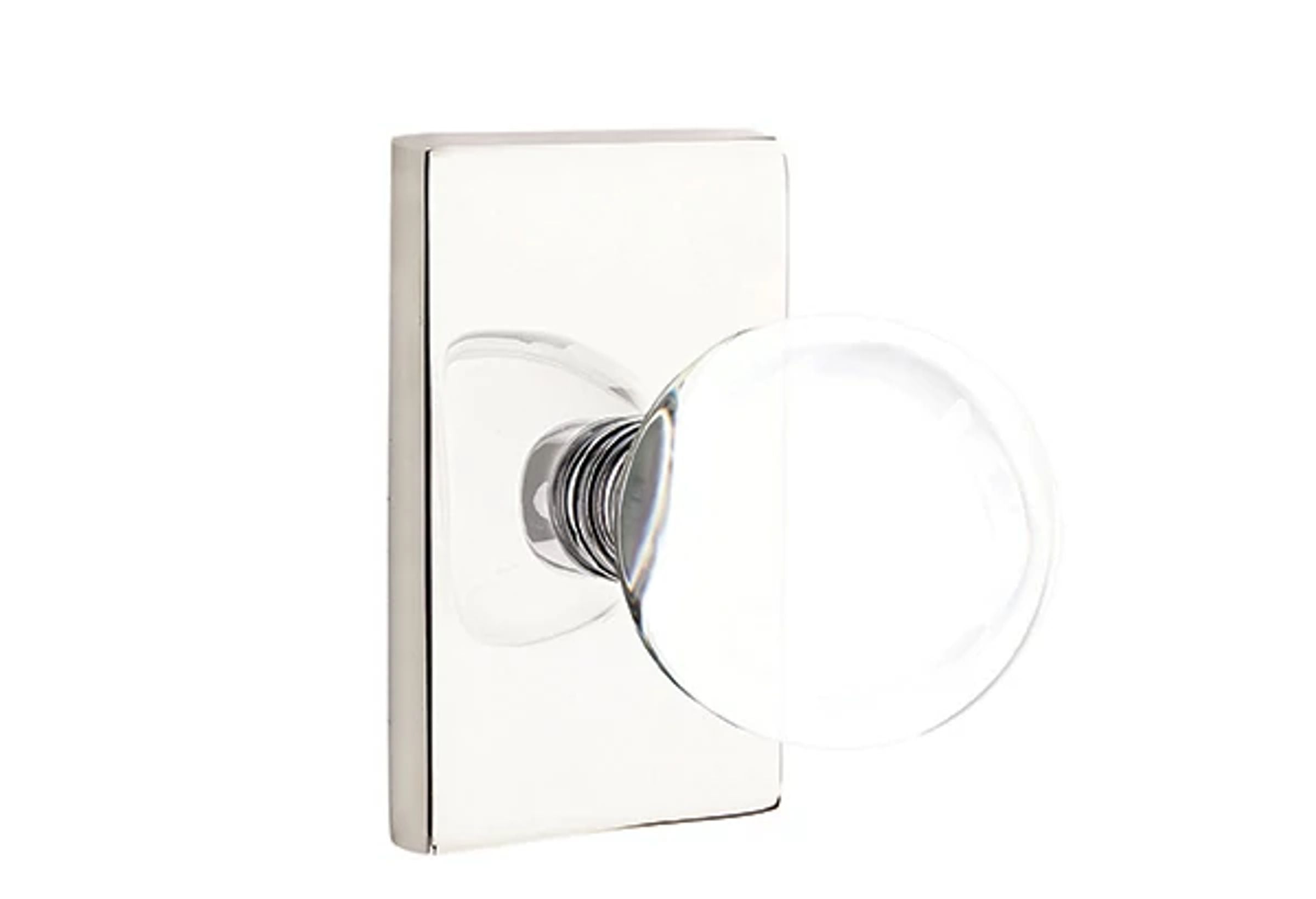 Emtek Concealed Fastener Bristol Glass Knob Set with Modern Rectangular Rosette