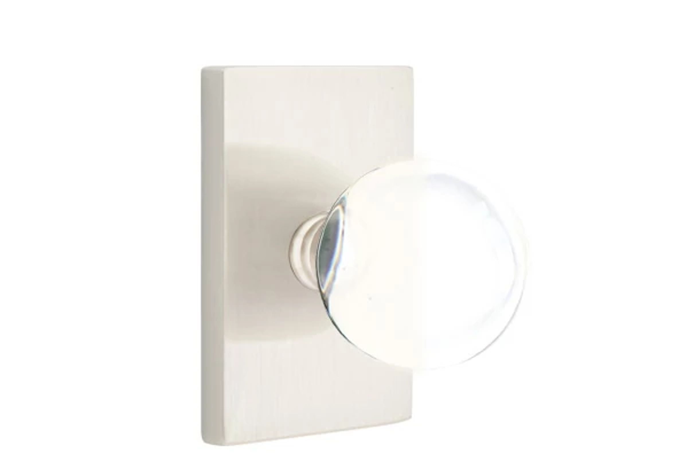 Emtek Concealed Fastener Bristol Glass Knob Set with Modern Rectangular Rosette