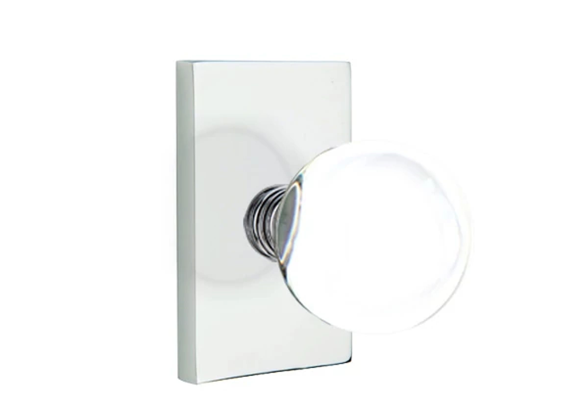 Emtek Concealed Fastener Bristol Glass Knob Set with Modern Rectangular Rosette
