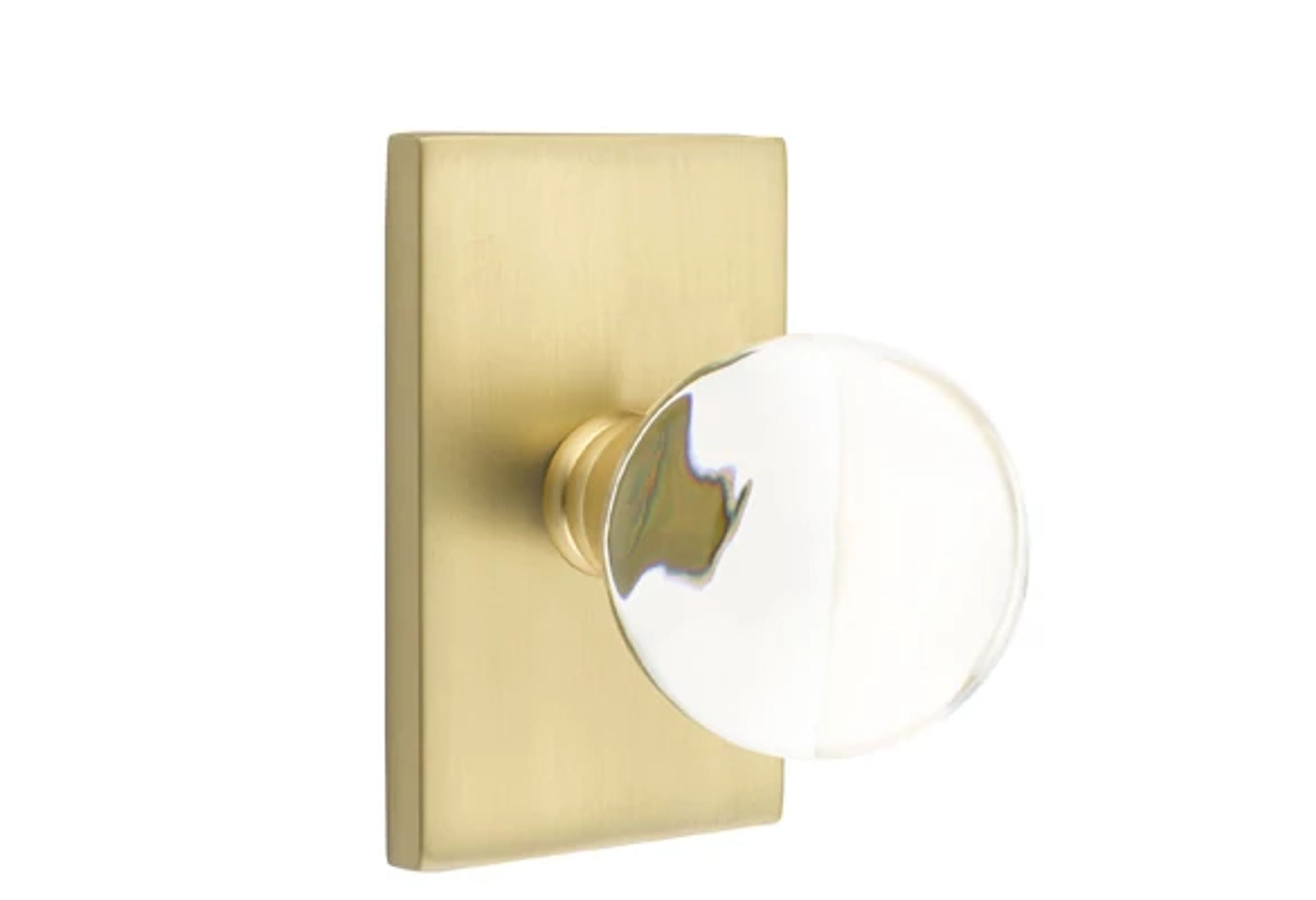 Emtek Bristol Glass Knob Set with Modern Rectangular Rosette