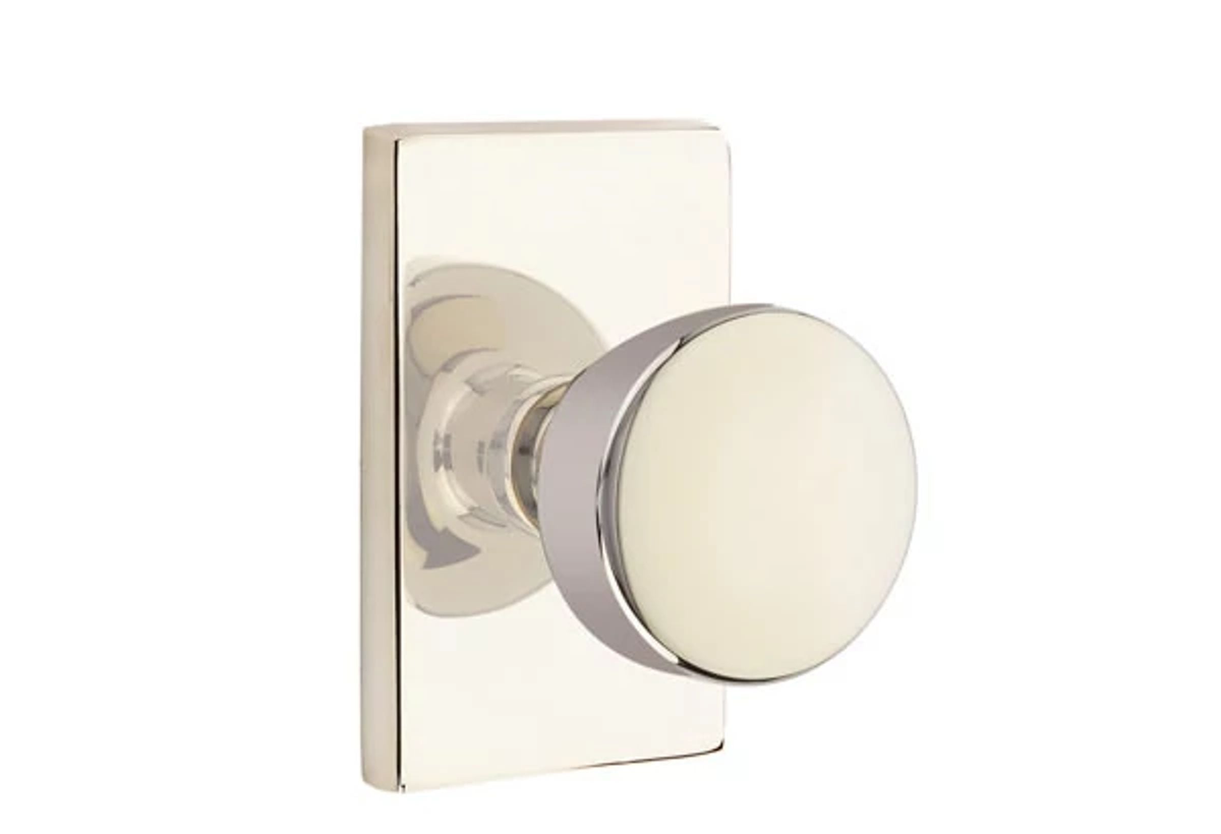 Emtek Concealed Fastener Laurent Knob Set with Modern Rectangular Rosette