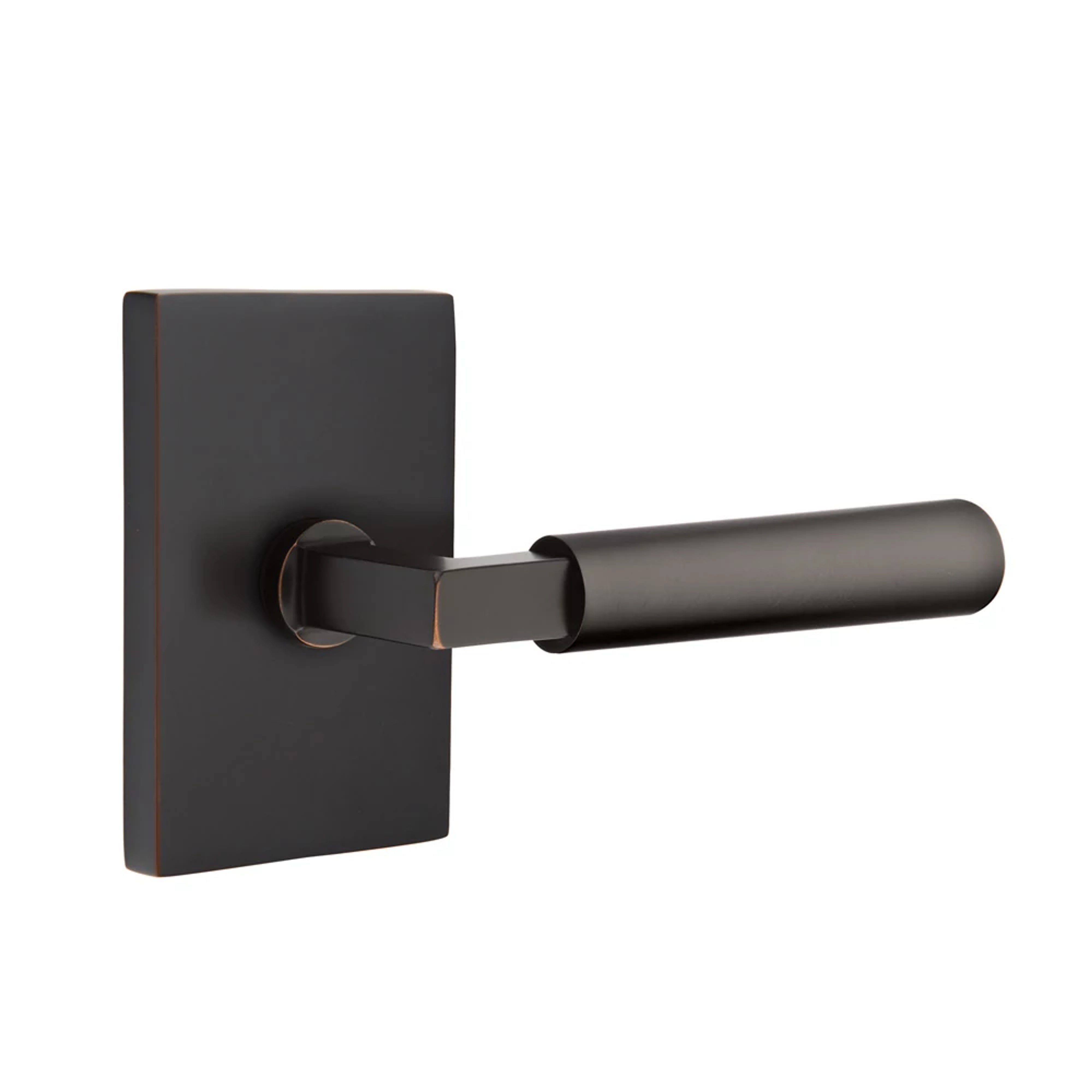 Emtek Select L-Square Smooth Lever Set with Modern Rectangular Rosette