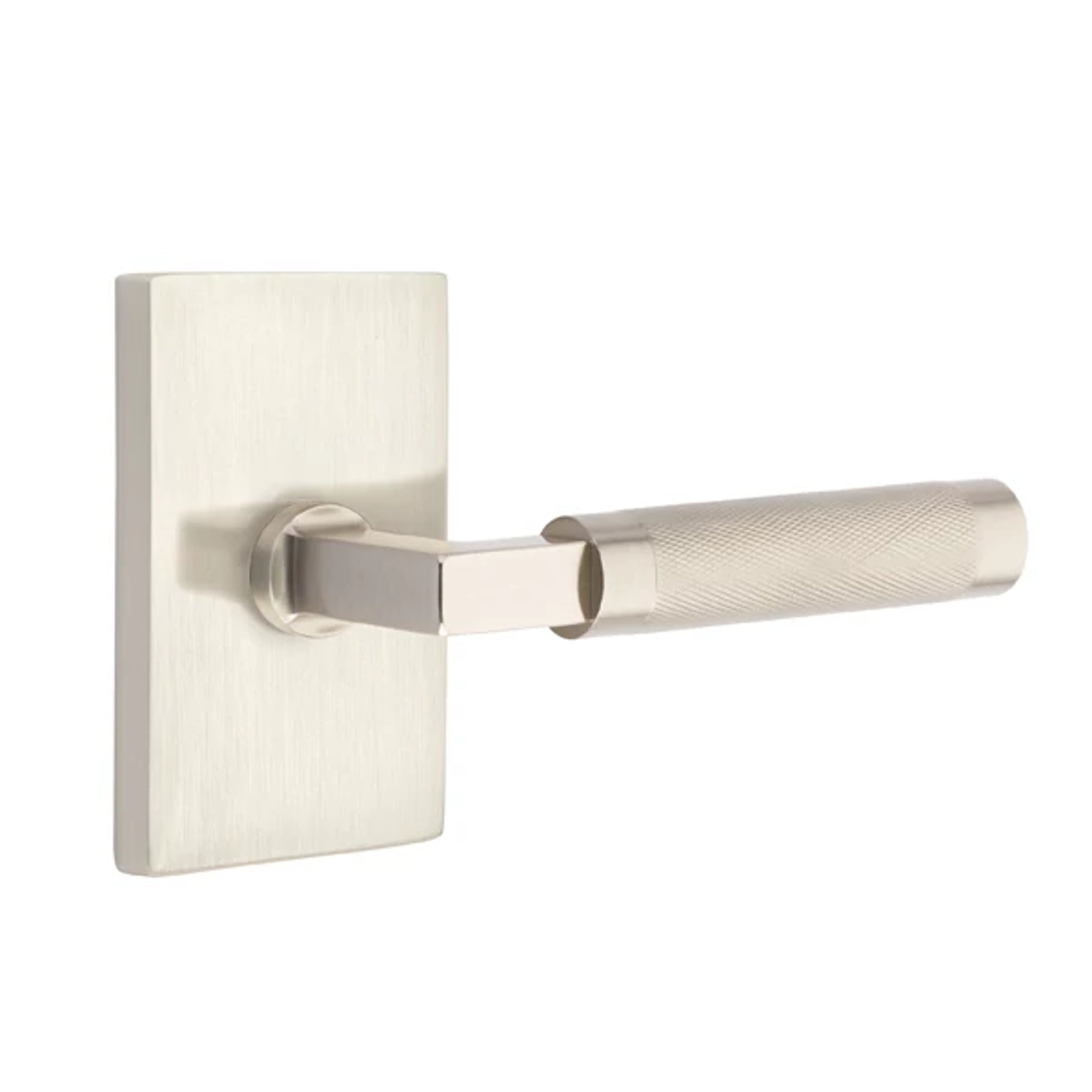 Emtek Select L-Square Knurled Lever Set with Modern Rectangular Rosette