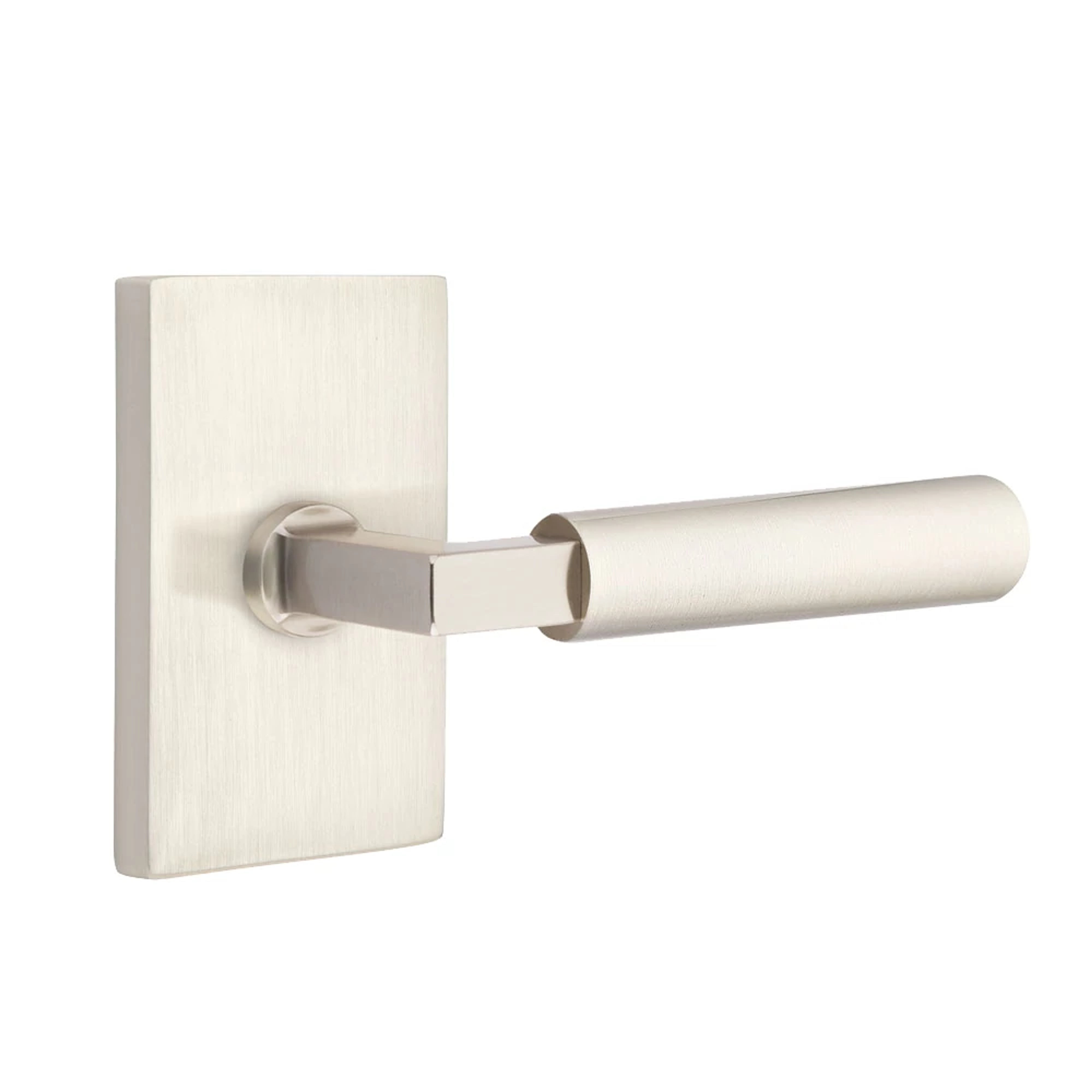 Emtek Select L-Square Smooth Lever Set with Modern Rectangular Rosette