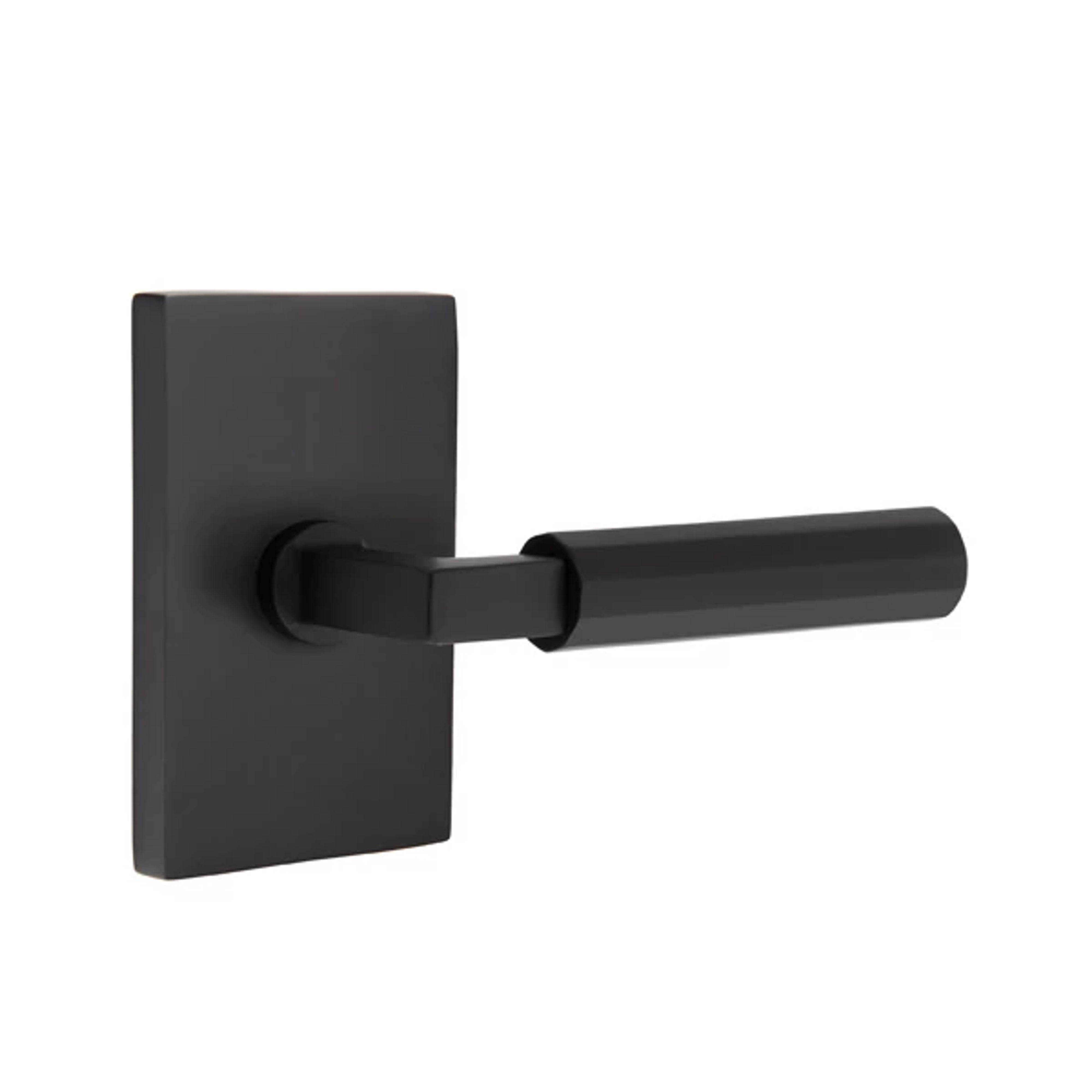 Emtek Select L-Square Faceted Lever Set with Modern Rectangular Rosette