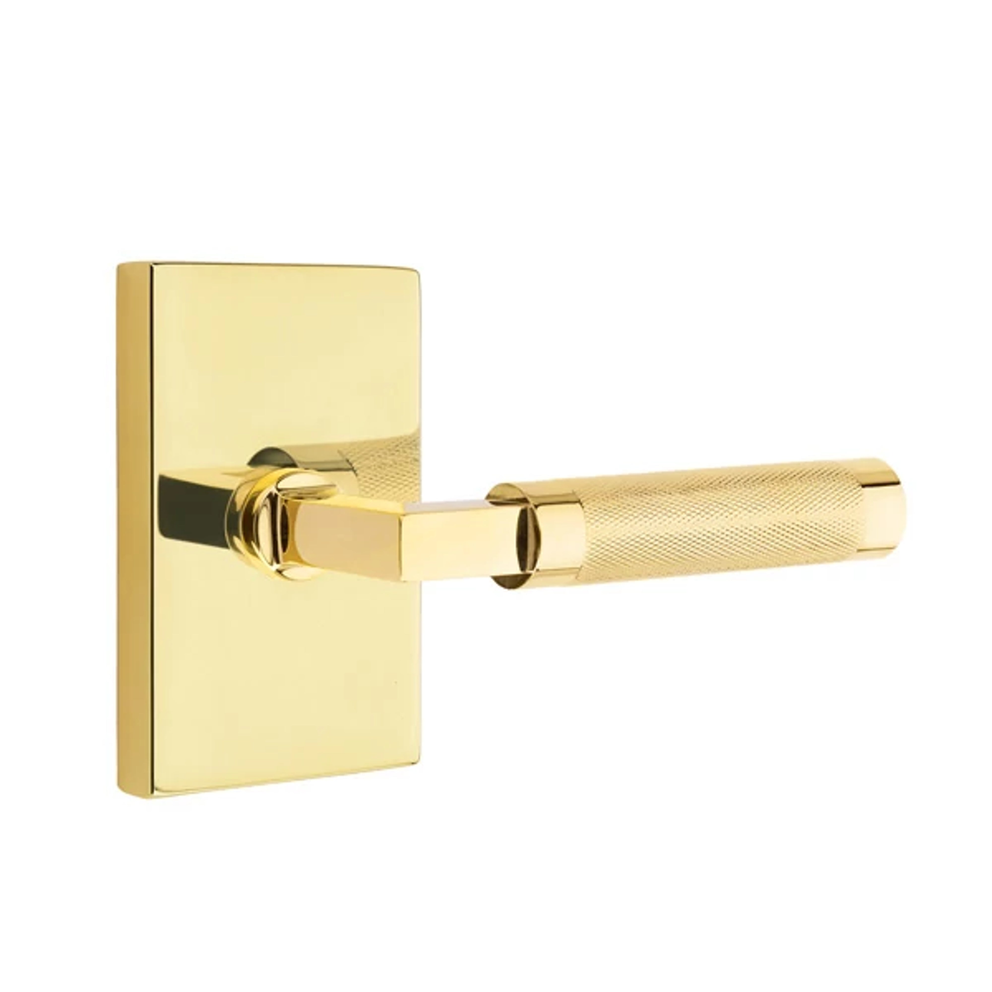 Emtek Select L-Square Knurled Lever Set with Modern Rectangular Rosette