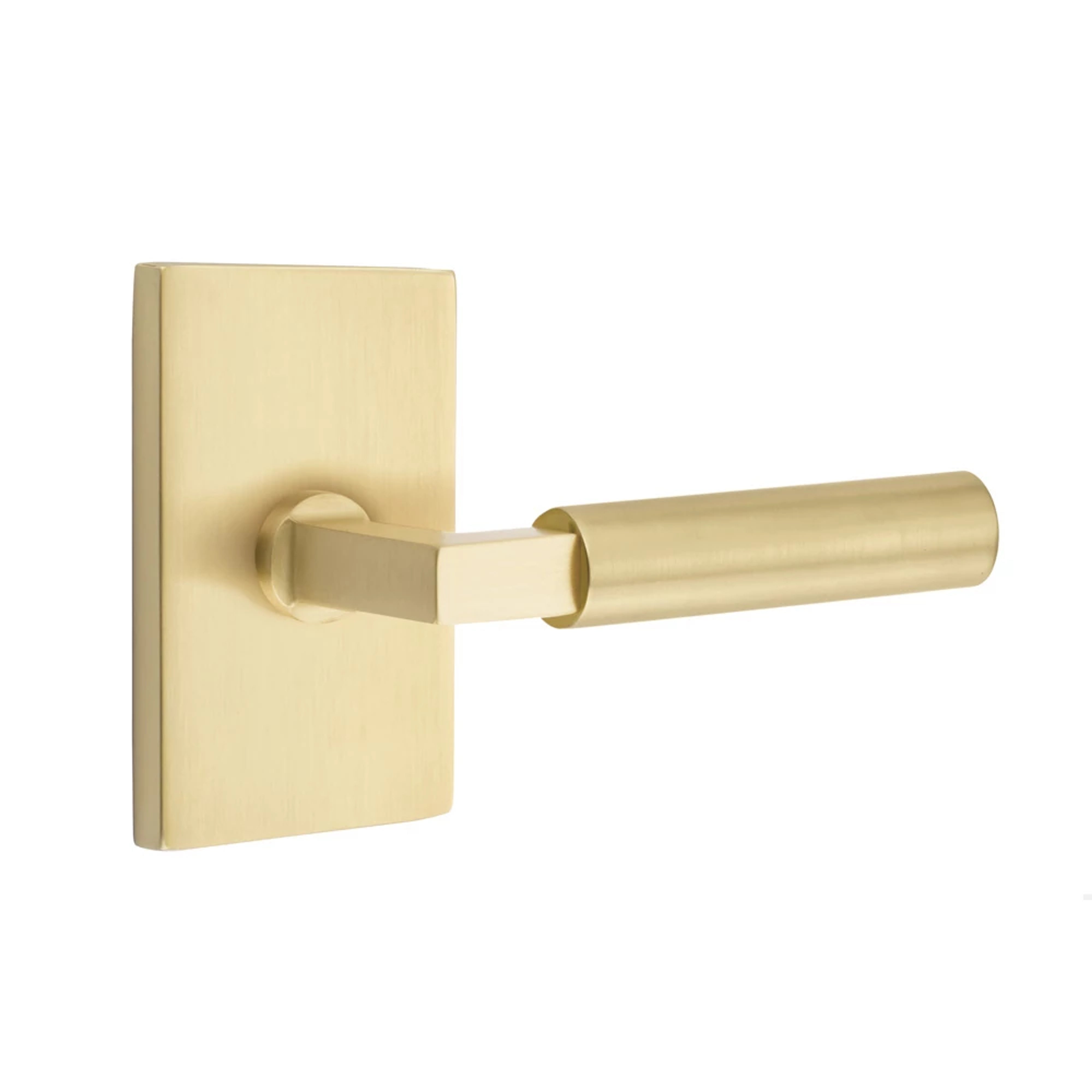Emtek Select L-Square Smooth Lever Set with Modern Rectangular Rosette