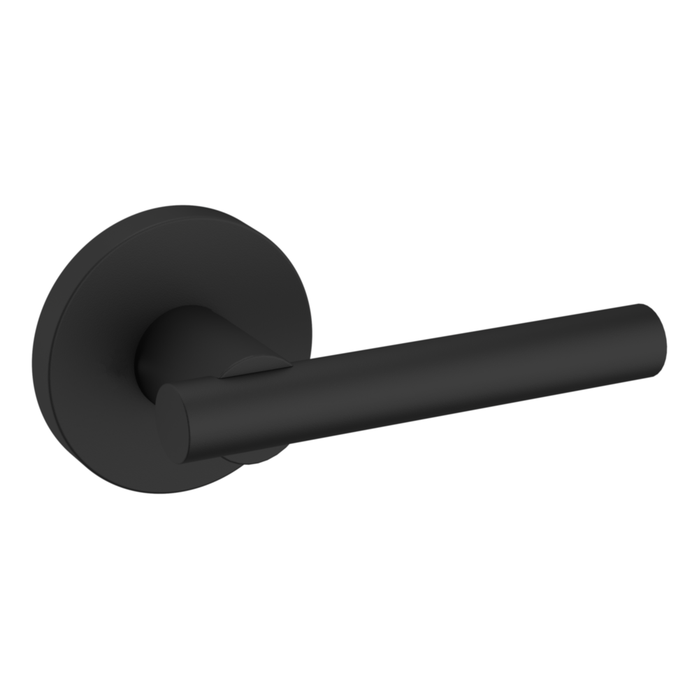 Baldwin 5137 Contemporary Straight Lever Set with 5046 Rose Satin Black / Full Dummy / Reversible