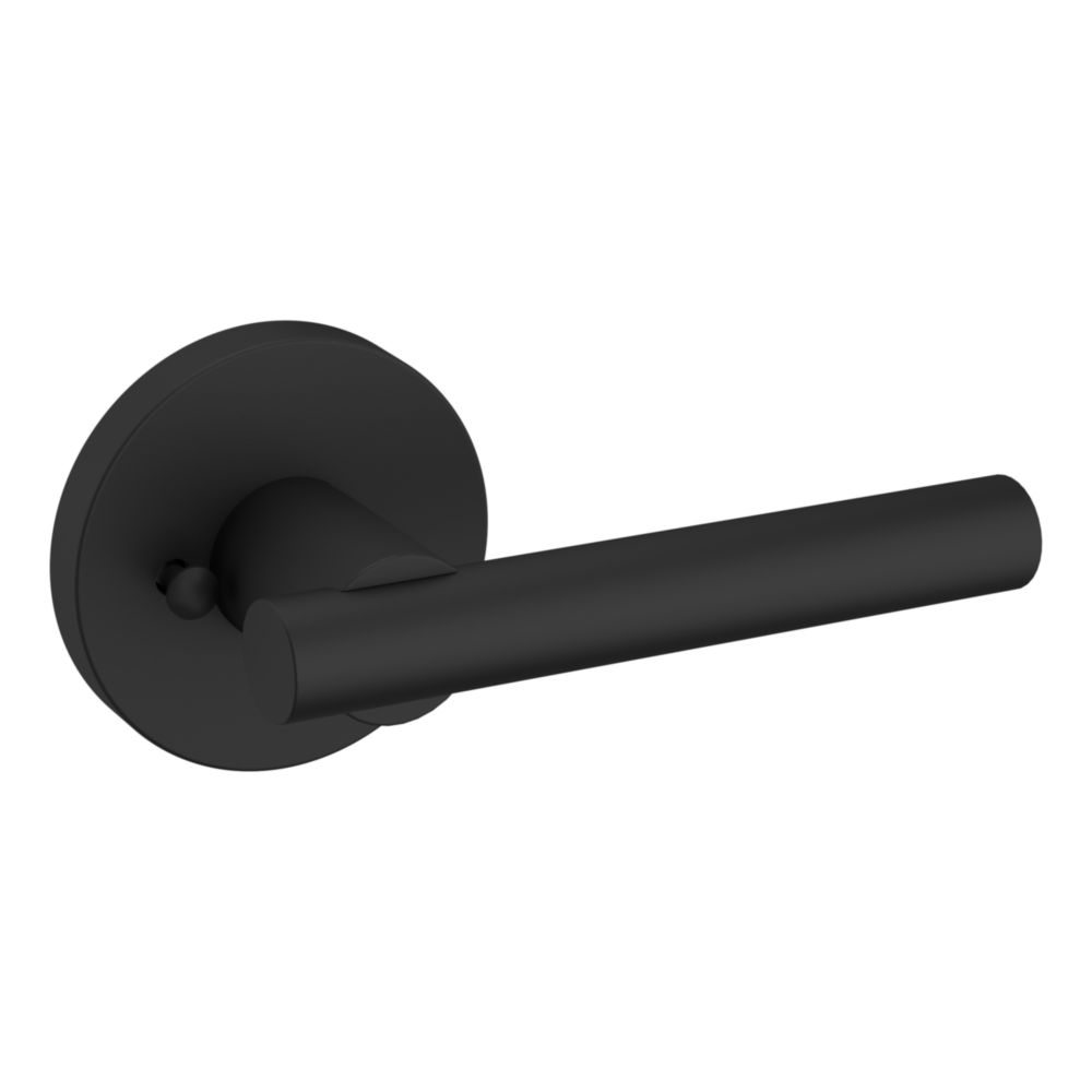 Baldwin 5137 Contemporary Straight Lever Set with 5046 Rose Satin Black / Privacy / Reversible