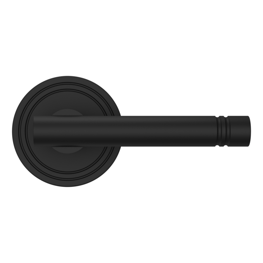 Baldwin 5138 Contemporary Straight Lever Set with 5047 Rose Satin Black / Passage / Reversible