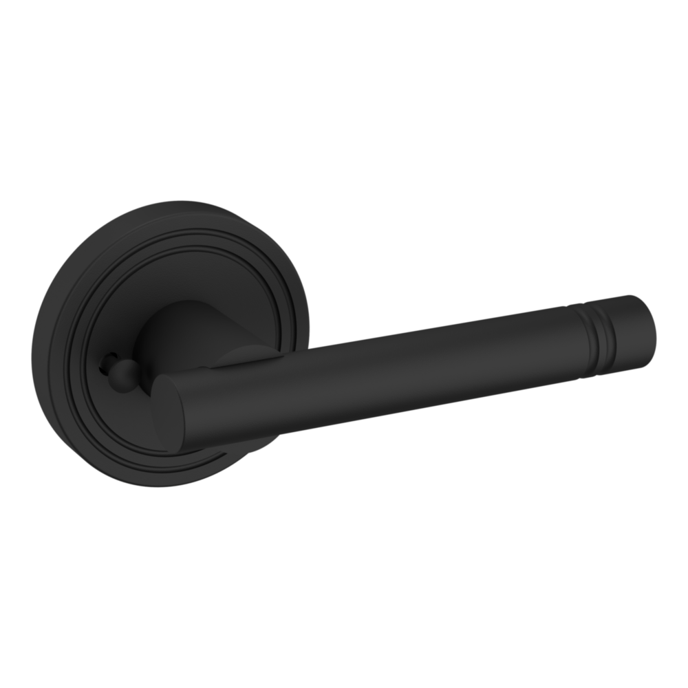 Baldwin 5138 Contemporary Straight Lever Set with 5047 Rose Satin Black / Privacy / Reversible
