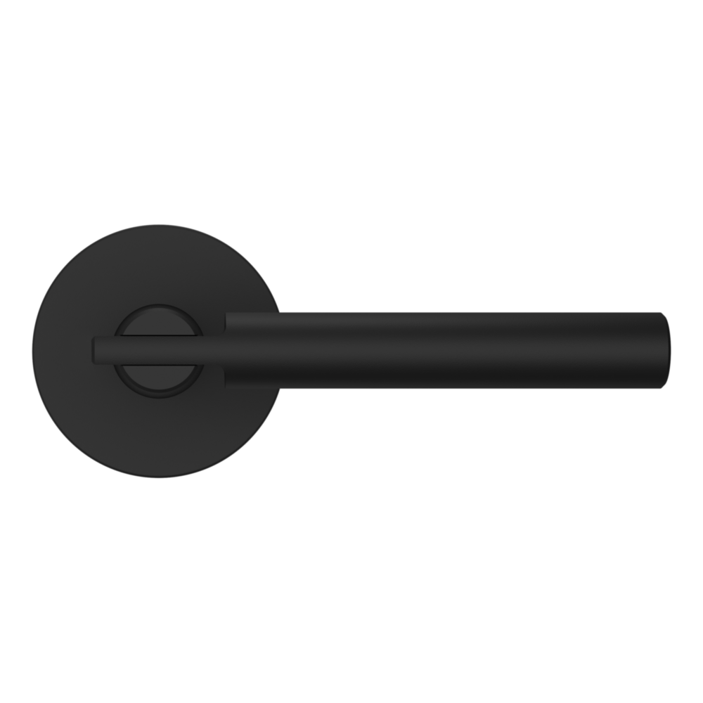 Baldwin 5161 Contemporary Straight Lever Set with 5046 Rose Satin Black / Passage / Reversible