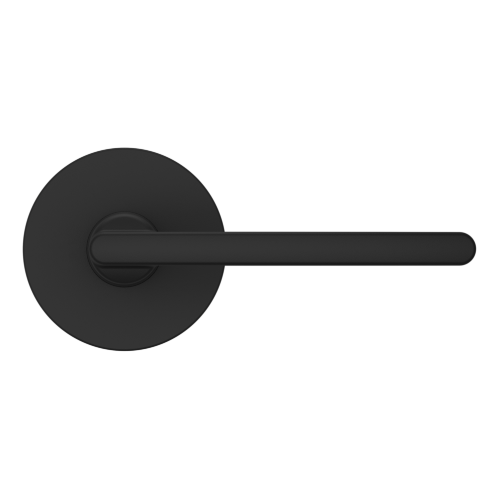 Baldwin 5164 Contemporary Straight Lever Set with 5046 Rose Satin Black / Full Dummy / Reversible