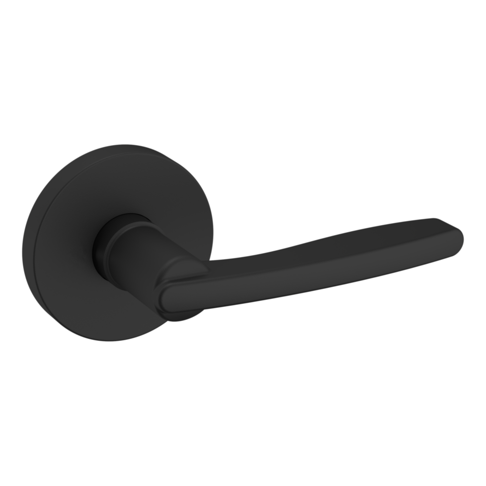 Baldwin 5164 Contemporary Straight Lever Set with 5046 Rose Satin Black / Passage / Reversible