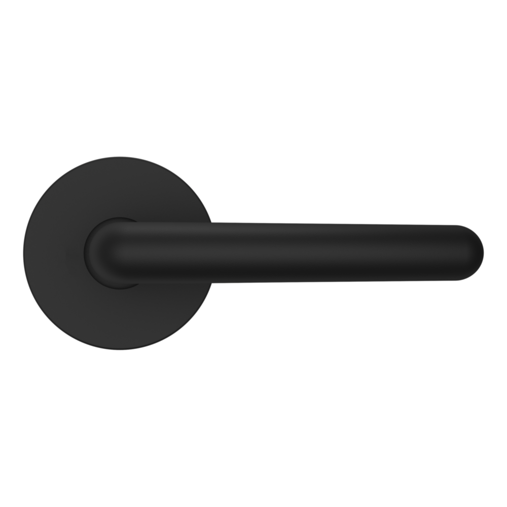 Baldwin 5165 Contemporary Straight Lever Set with 5046 Rose Satin Black / Full Dummy / Reversible