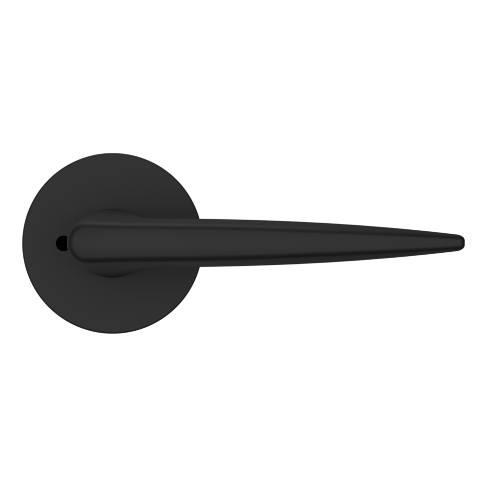 Baldwin 5166 Contemporary Straight Lever Set with 5046 Rose Satin Black / Privacy / Reversible