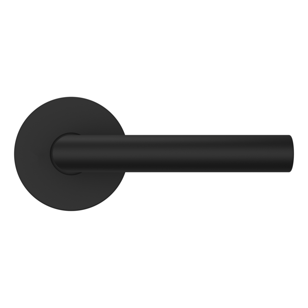 Baldwin 5173 Contemporary Straight Lever Set with 5046 Rose Satin Black / Full Dummy / Reversible