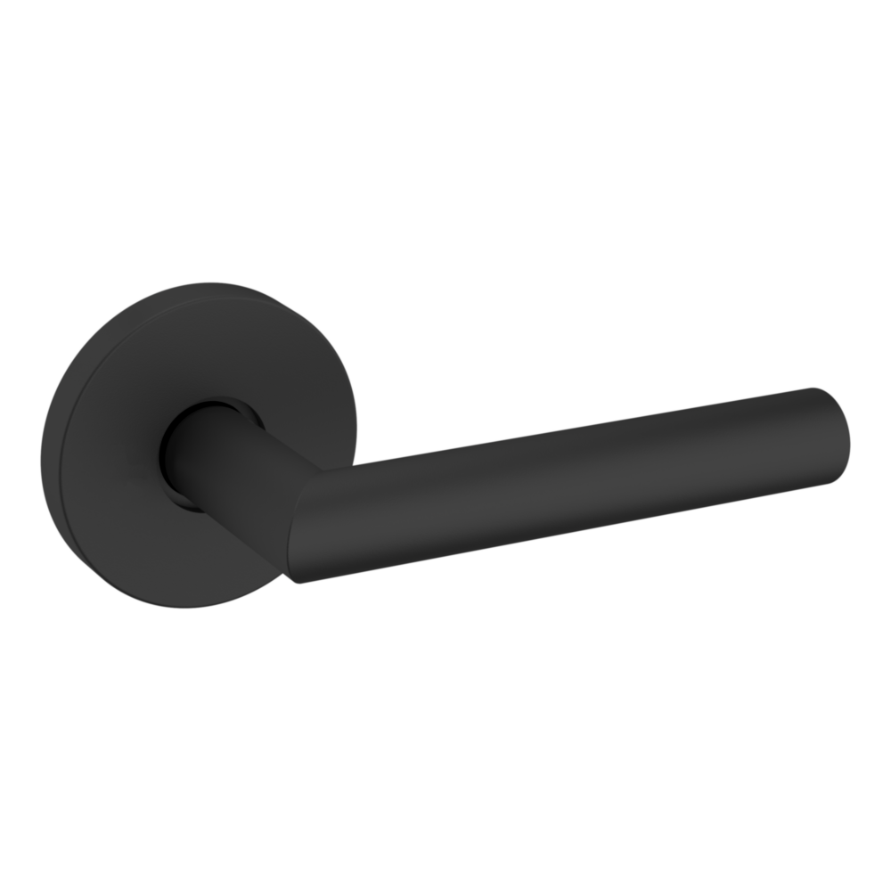 Baldwin 5173 Contemporary Straight Lever Set with 5046 Rose Satin Black / Passage / Reversible