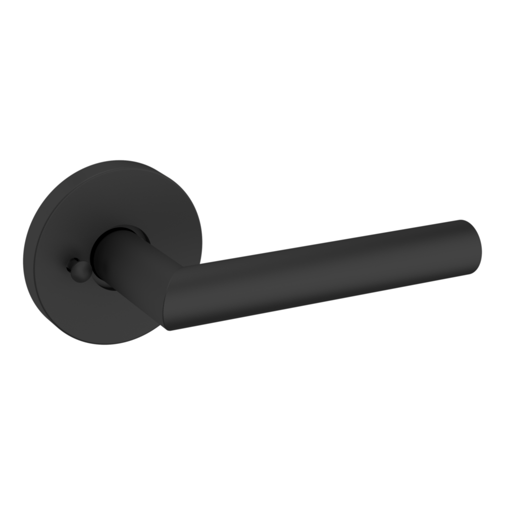 Baldwin 5173 Contemporary Straight Lever Set with 5046 Rose Satin Black / Privacy / Reversible