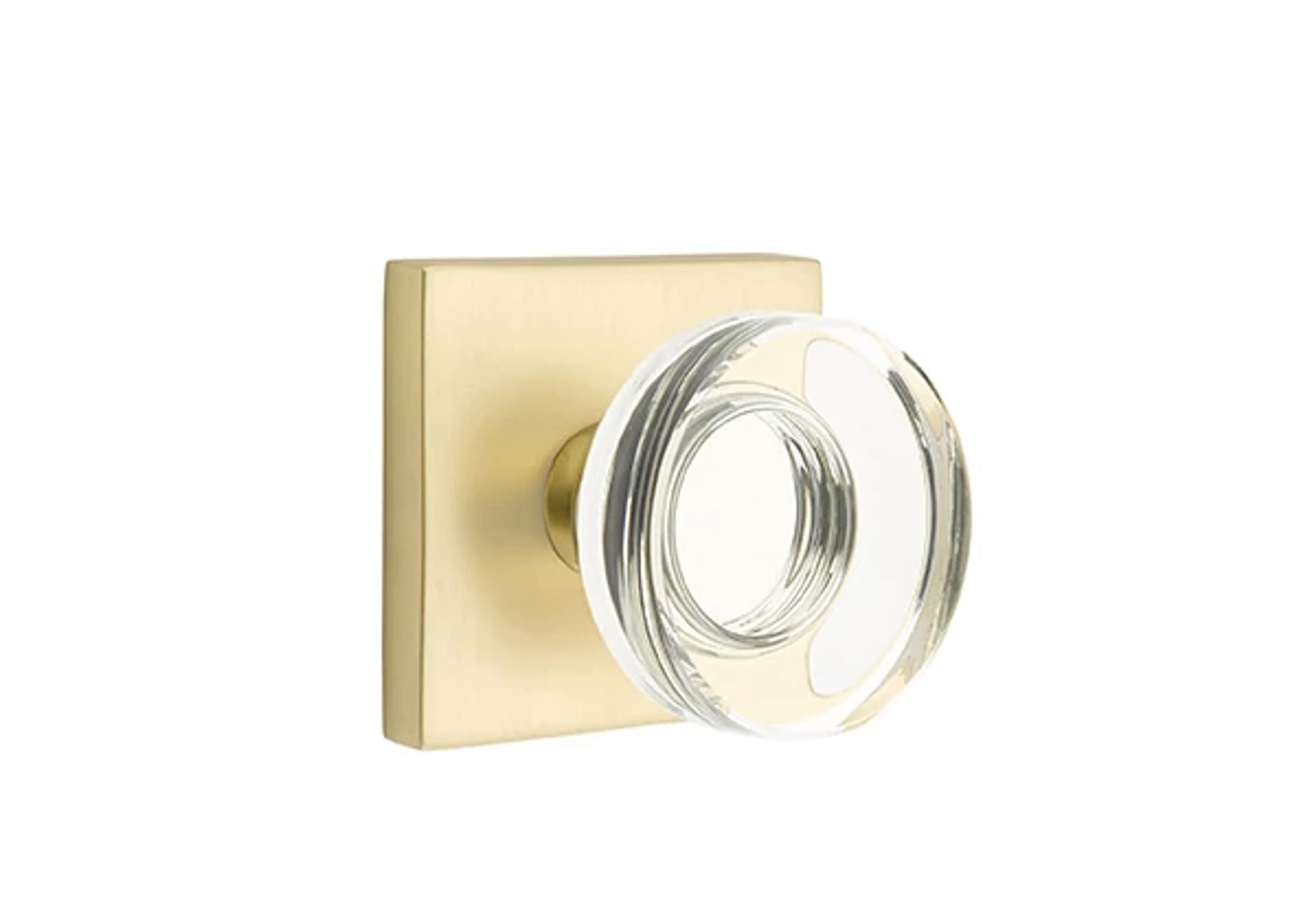 Emtek Modern Disc Glass Knob Set with Square Rosette