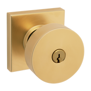 Baldwin Keyed Contemporary Knob Set with Square Rose Lifetime (PVD) Satin Brass / Entry / Reversible
