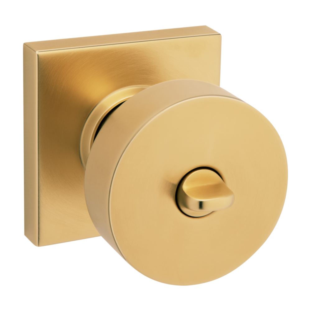 Baldwin Keyed Contemporary Knob Set with Square Rose Lifetime (PVD) Satin Brass / Entry / Reversible