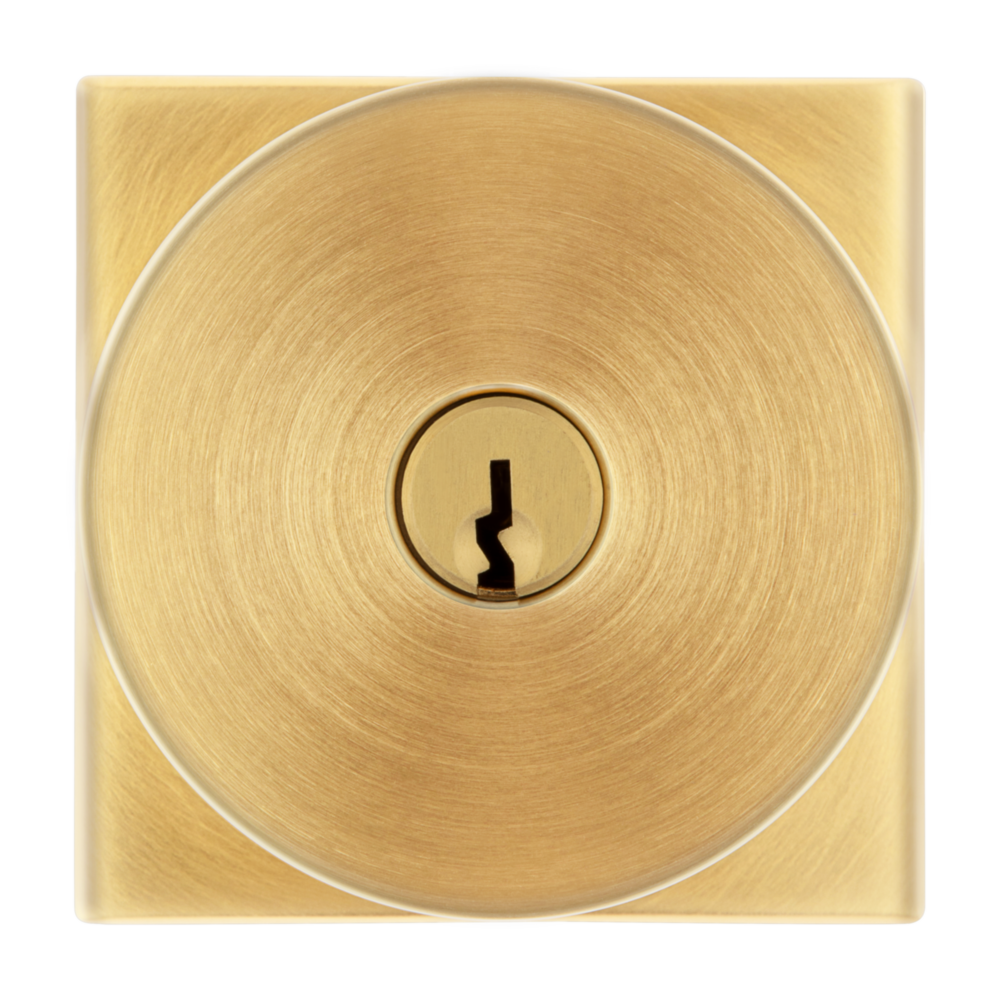 Baldwin Keyed Contemporary Knob Set with Square Rose Lifetime (PVD) Satin Brass / Entry / Reversible