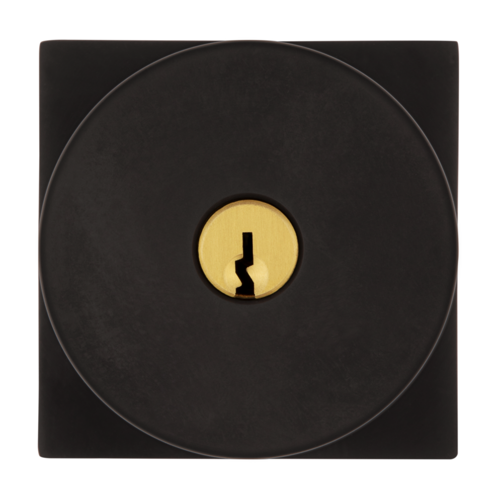 Baldwin Keyed Contemporary Knob Set with Square Rose Oil-Rubbed Bronze / Entry / Reversible