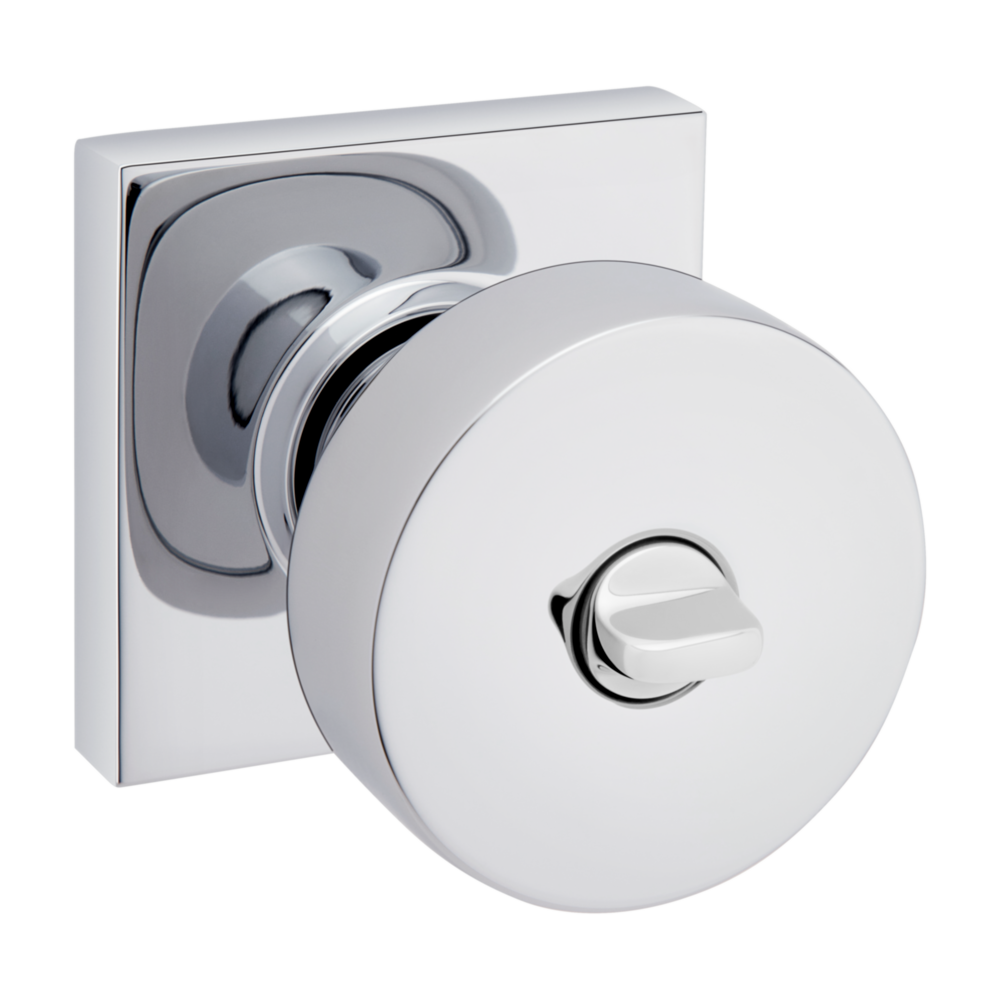 Baldwin Keyed Contemporary Knob Set with Square Rose Polished Chrome / Entry / Reversible