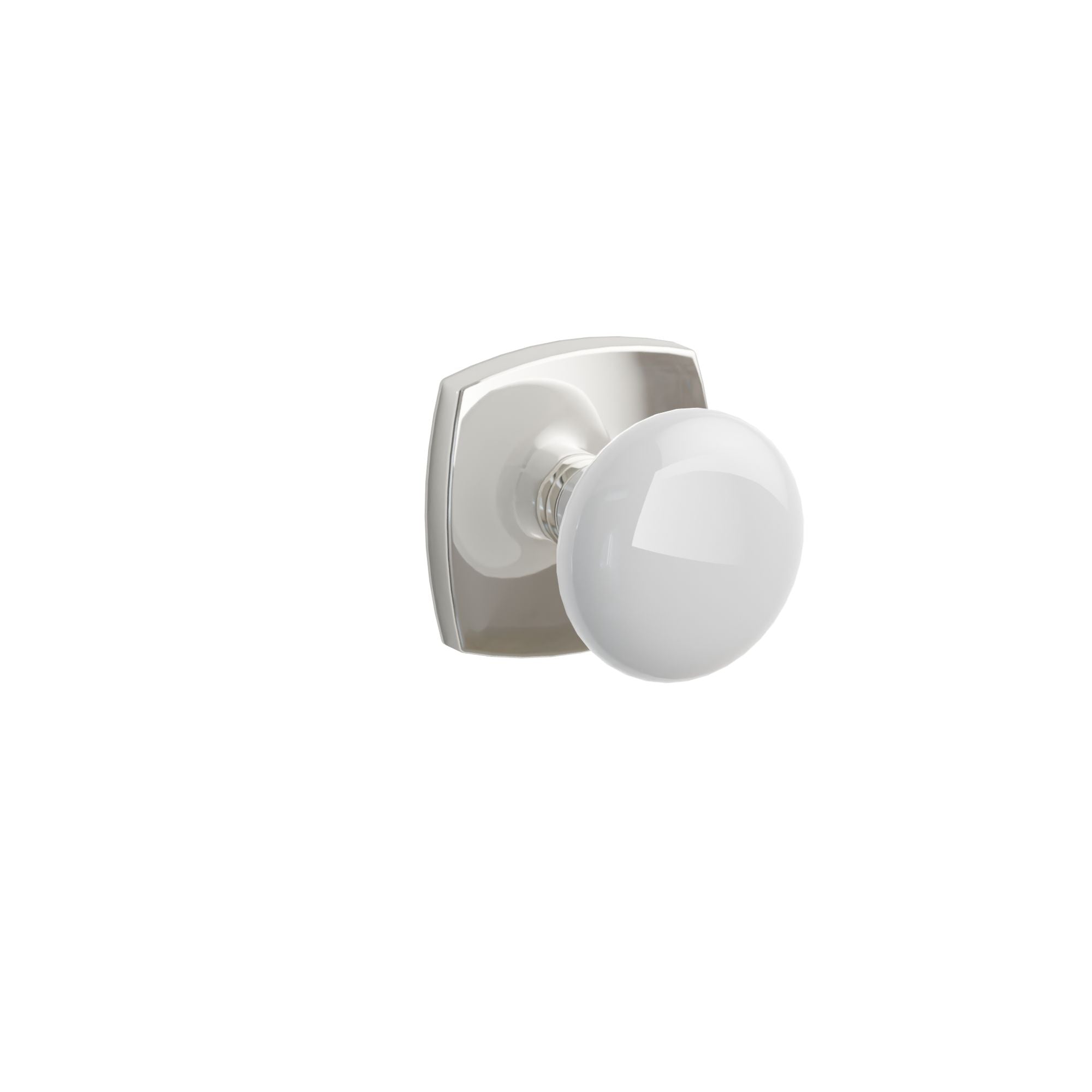 Emtek Ice White Porcelain Knob Set with Urban Modern Rosette