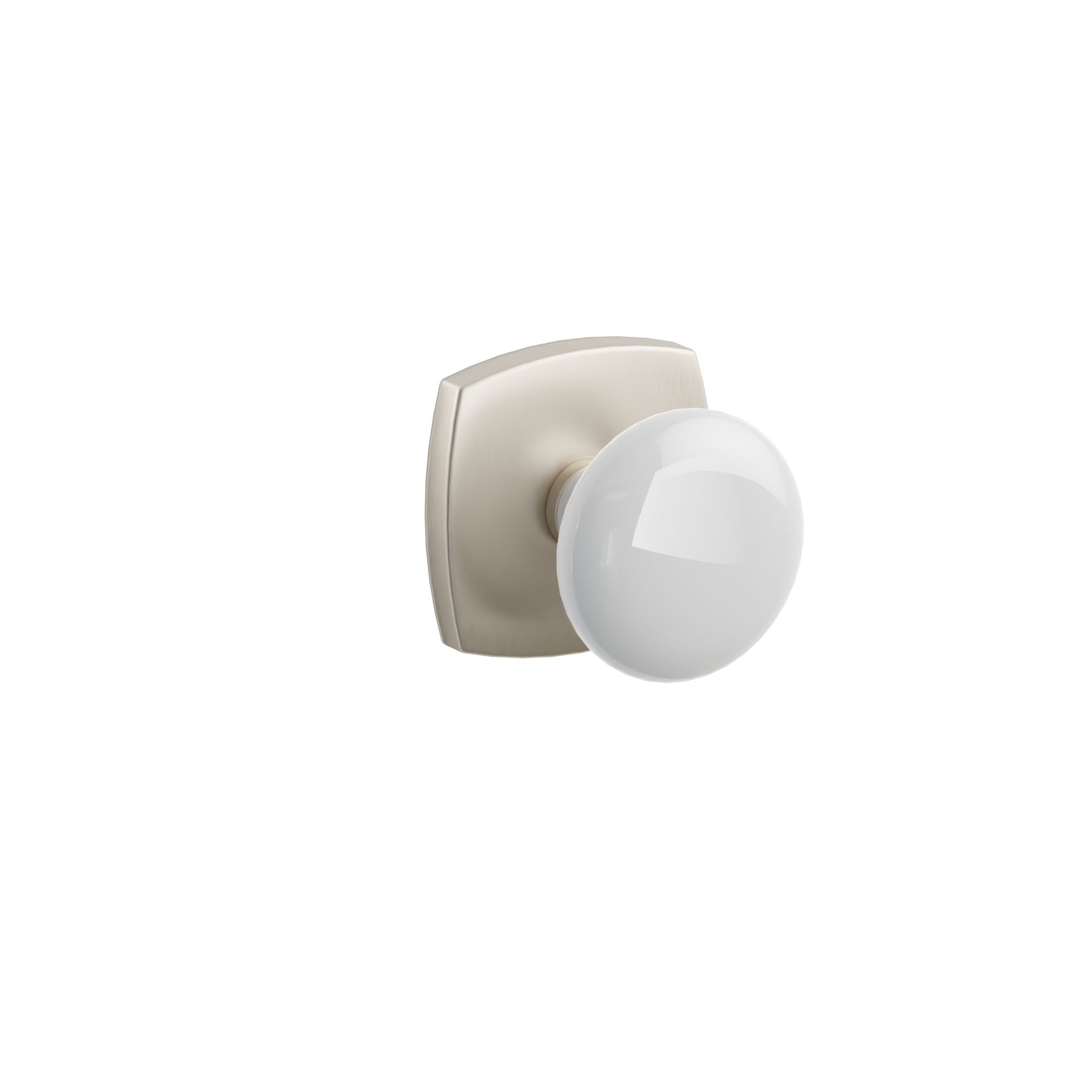 Emtek Ice White Porcelain Knob Set with Urban Modern Rosette