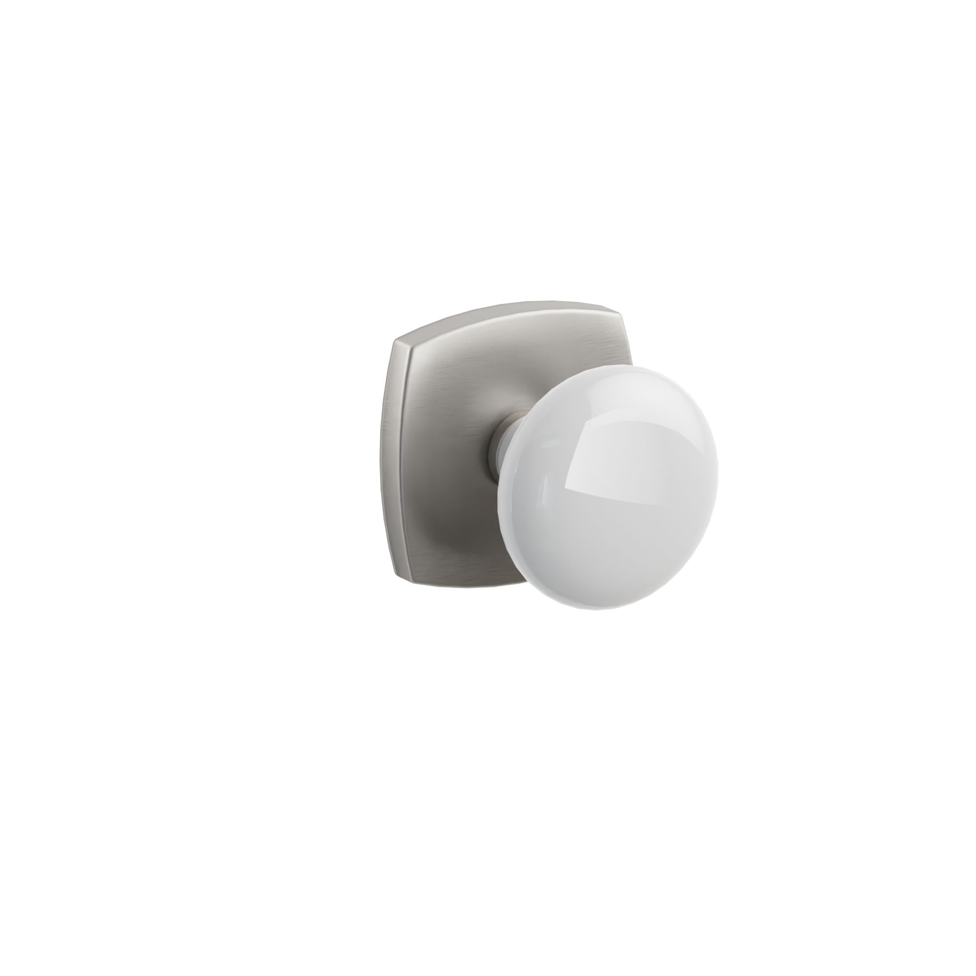 Emtek Concealed Fastener Ice White Porcelain Knob Set With Urban Modern Rosette
