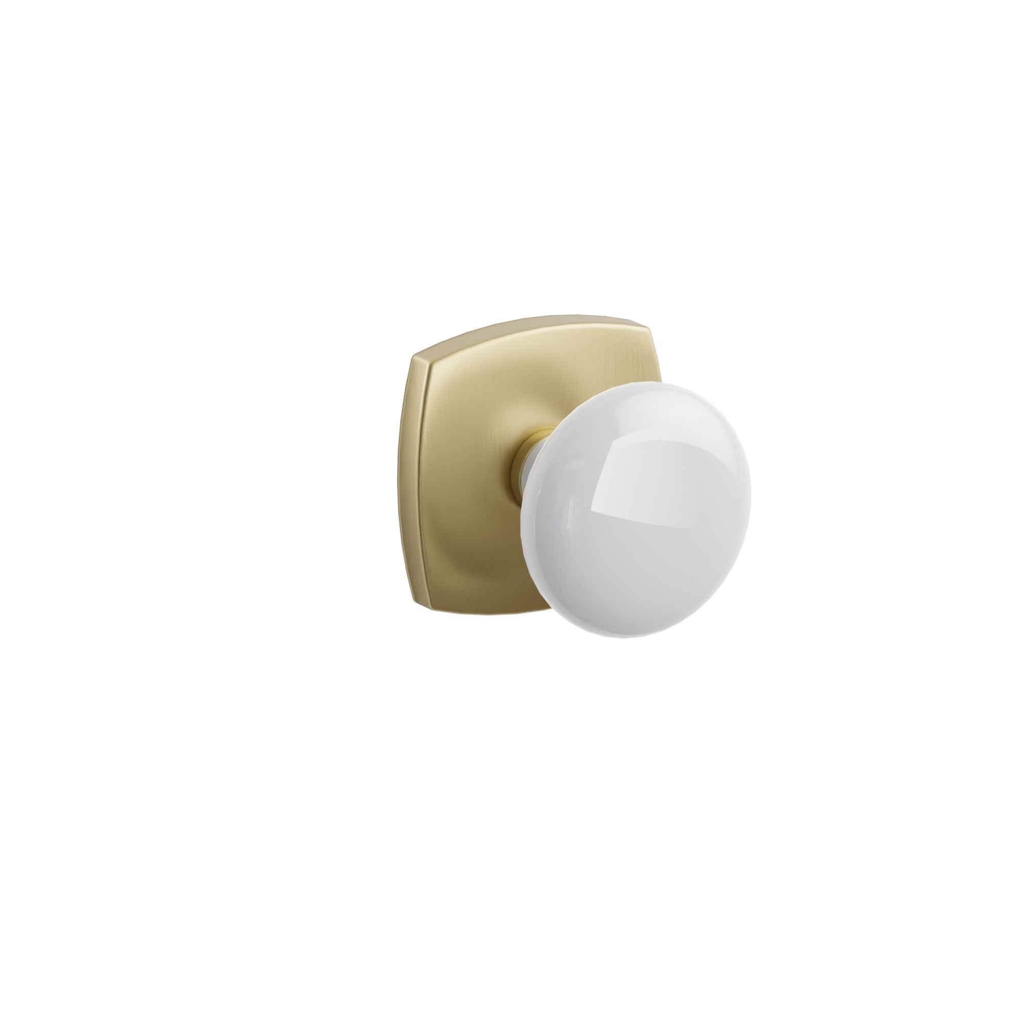 Emtek Concealed Fastener Ice White Porcelain Knob Set With Urban Modern Rosette