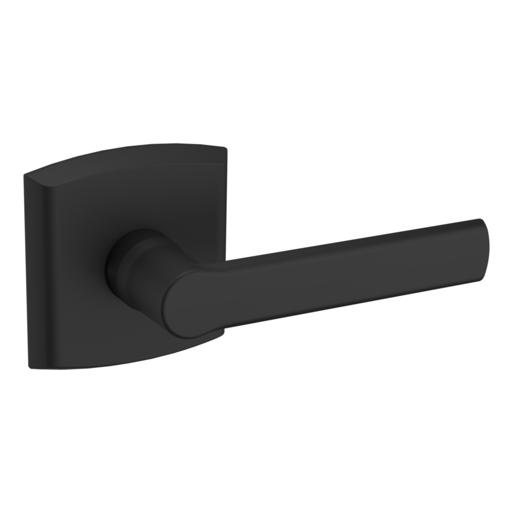 Baldwin 5485 Soho Lever Set with R026 Rose Satin Black / Passage / Reversible