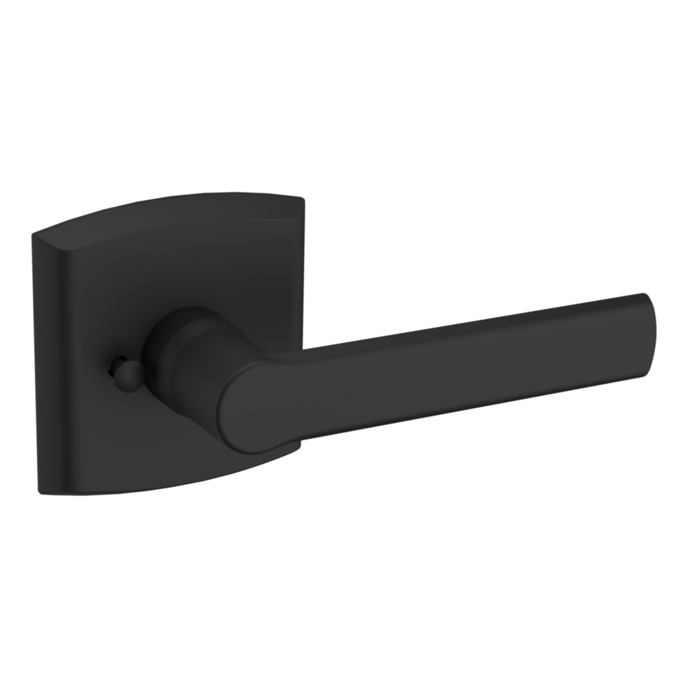 Baldwin 5485 Soho Lever Set with R026 Rose Satin Black / Privacy / Reversible