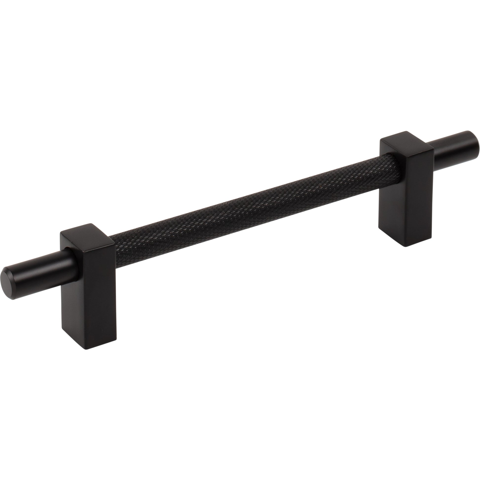 Jeffrey Alexander Larkin Knurled Center Cabinet Bar Pull Matte Black / 128 mm