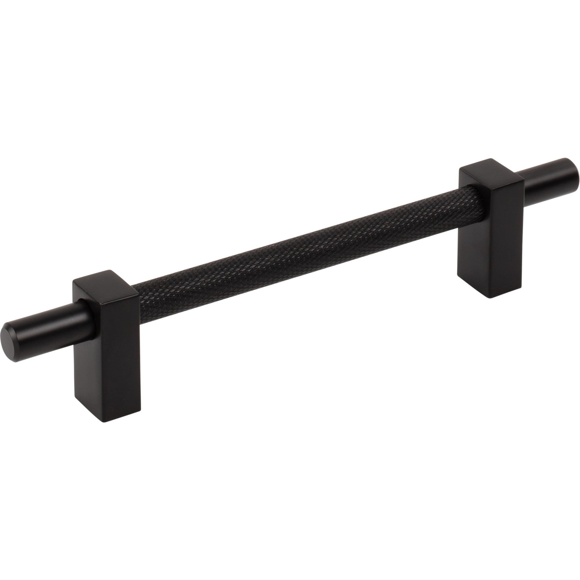 Jeffrey Alexander Larkin Knurled Center Cabinet Bar Pull Matte Black / 128 mm