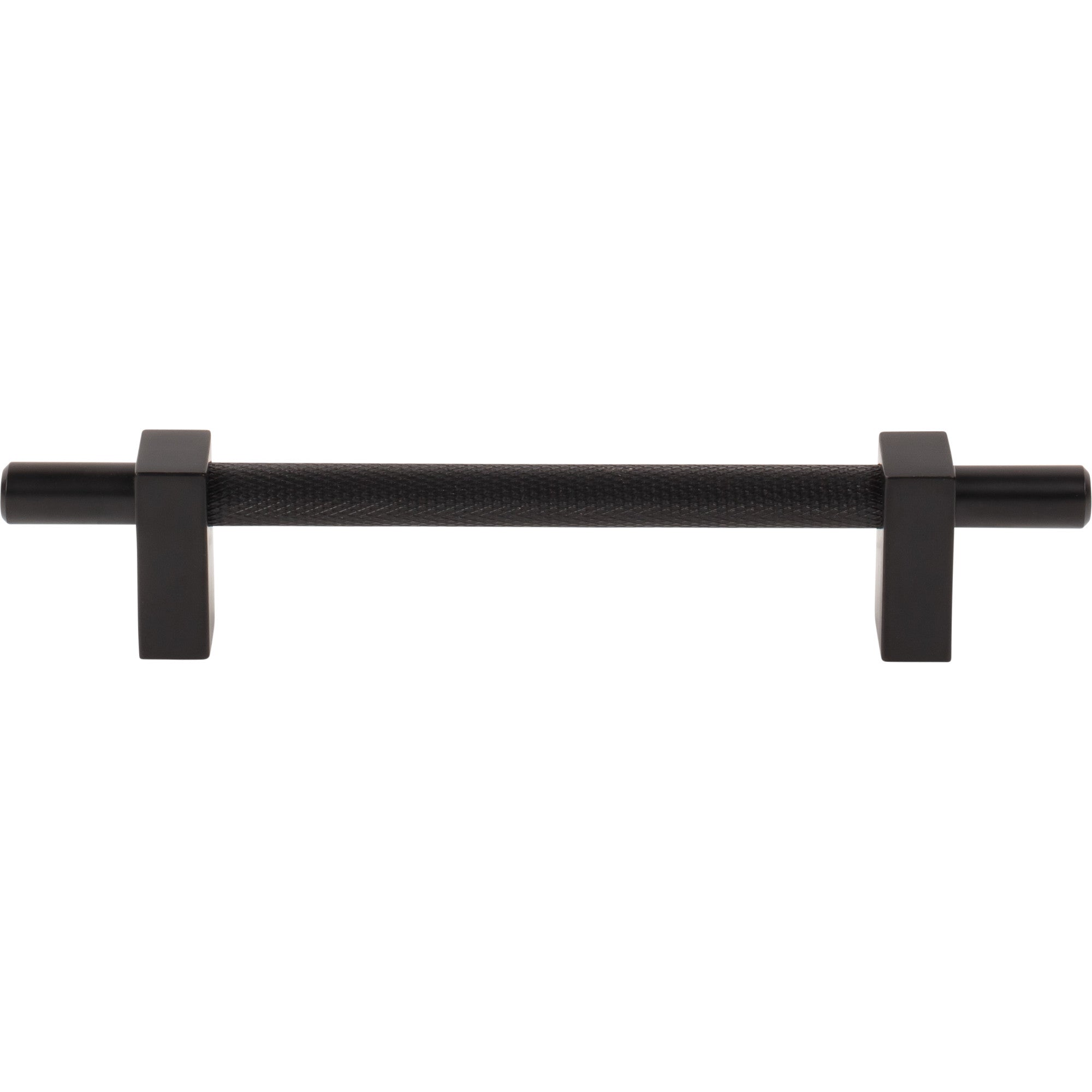 Jeffrey Alexander Larkin Knurled Center Cabinet Bar Pull Matte Black / 128 mm