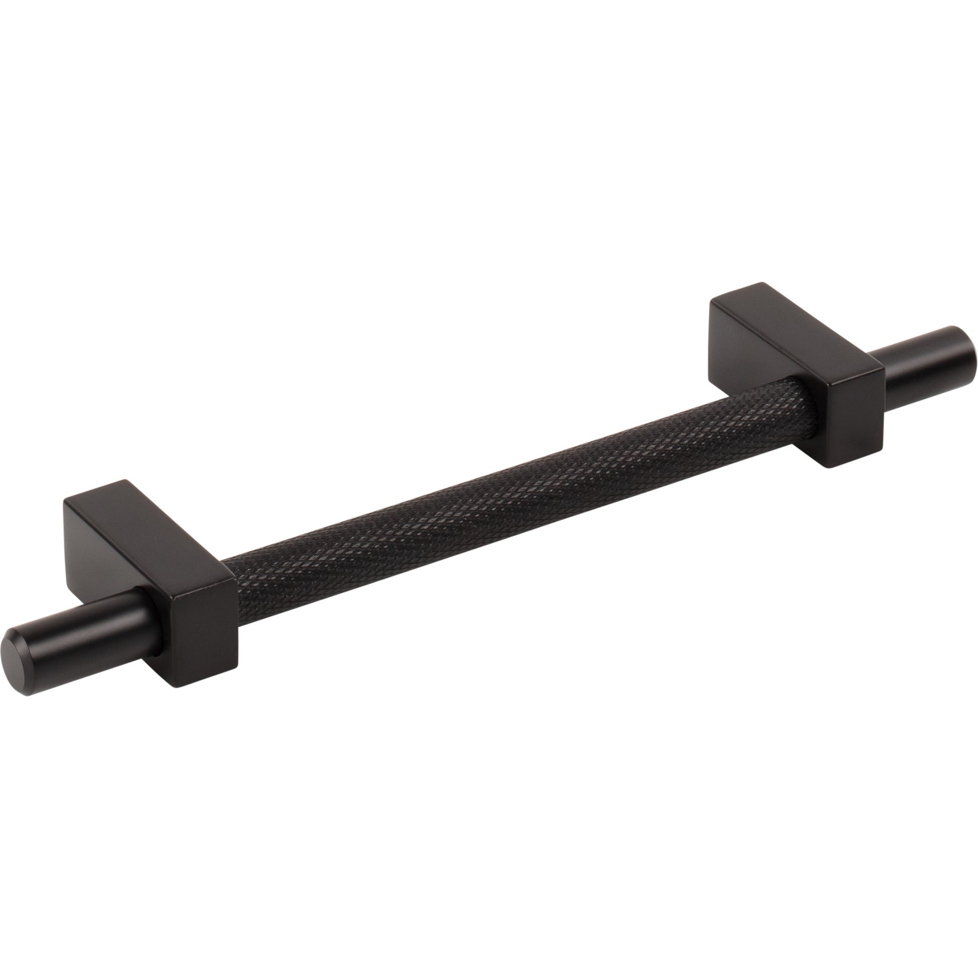 Jeffrey Alexander Larkin Knurled Center Cabinet Bar Pull Matte Black / 128 mm