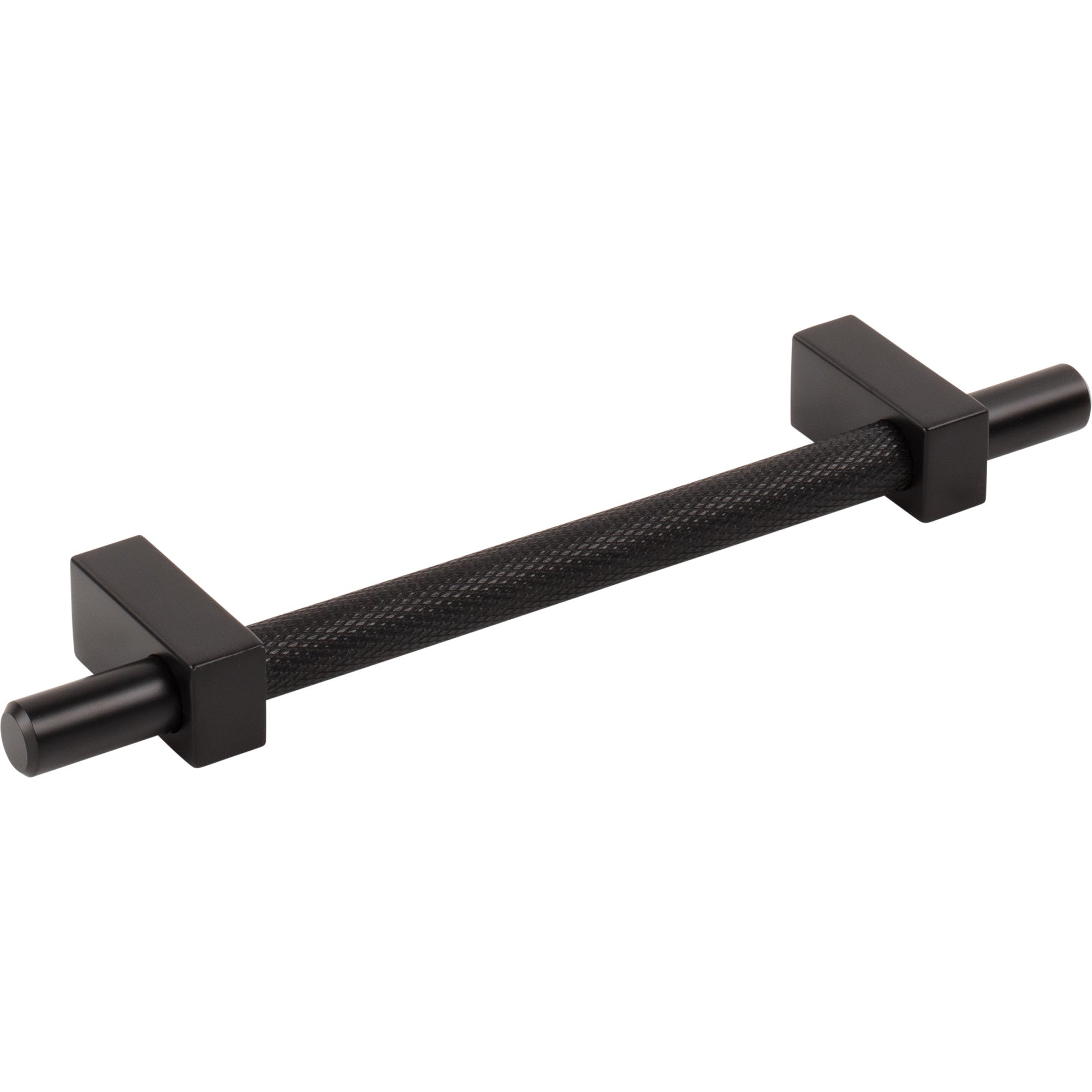 Jeffrey Alexander Larkin Knurled Center Cabinet Bar Pull Matte Black / 128 mm