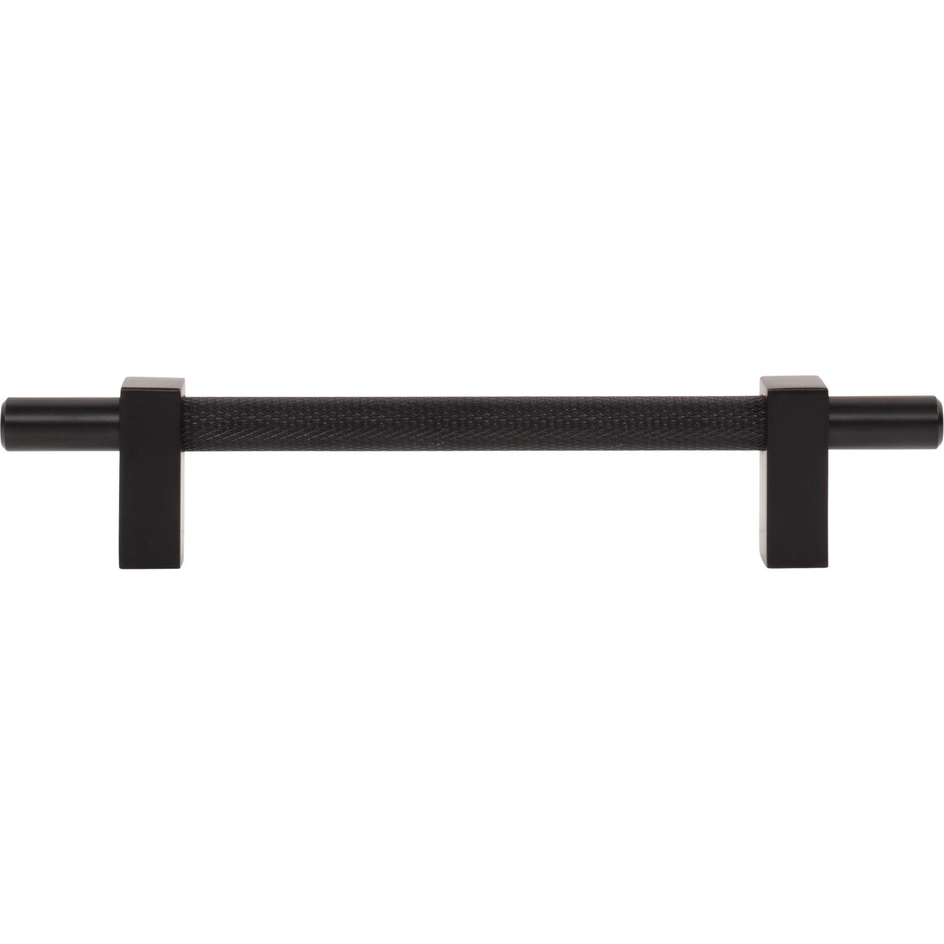 Jeffrey Alexander Larkin Knurled Center Cabinet Bar Pull Matte Black / 128 mm