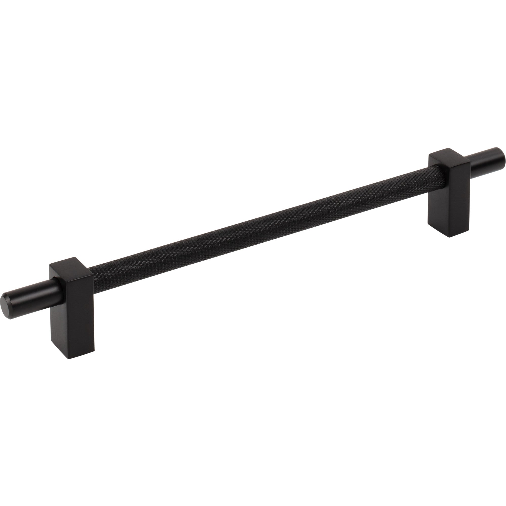 Jeffrey Alexander Larkin Knurled Center Cabinet Bar Pull Matte Black / 192 mm
