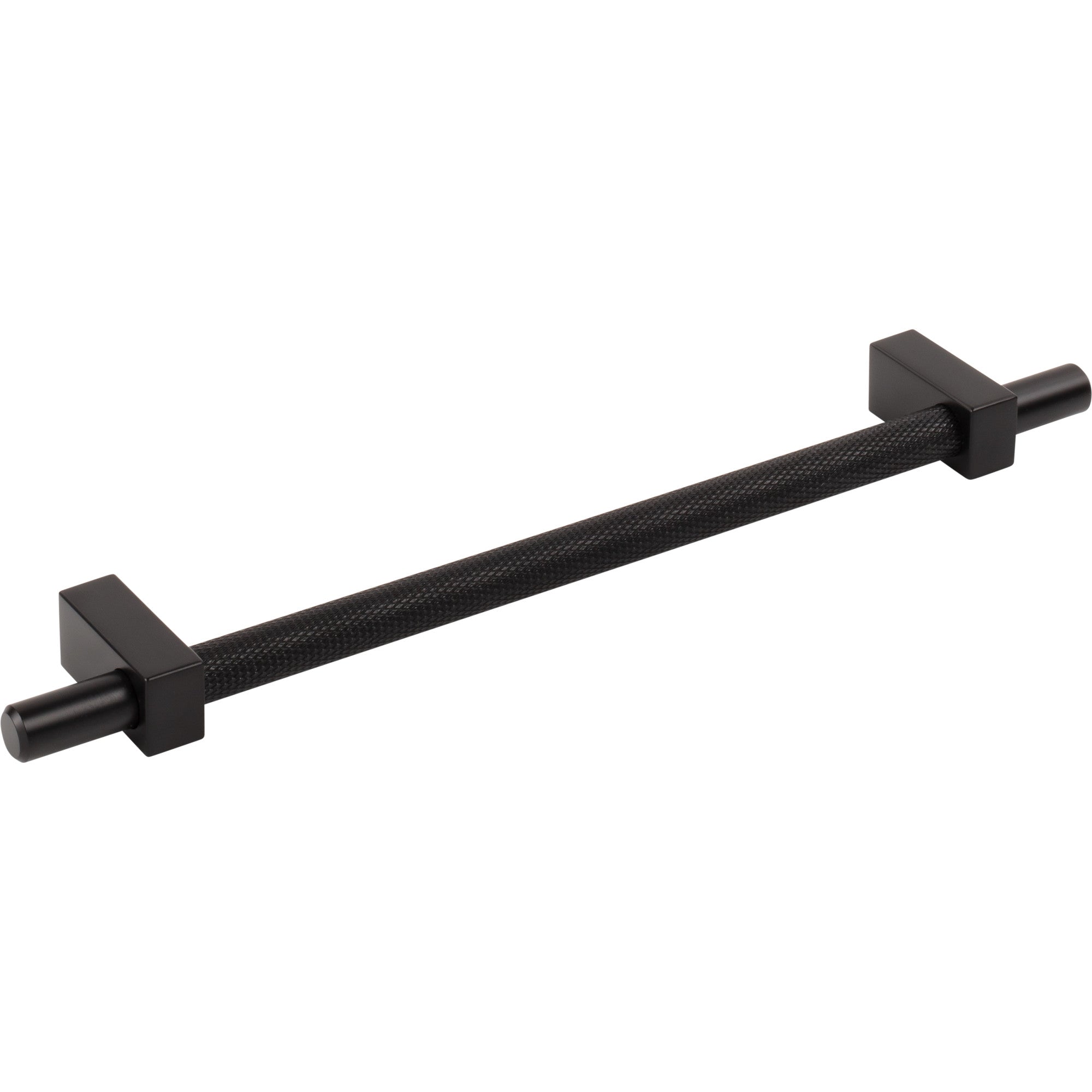 Jeffrey Alexander Larkin Knurled Center Cabinet Bar Pull Matte Black / 192 mm